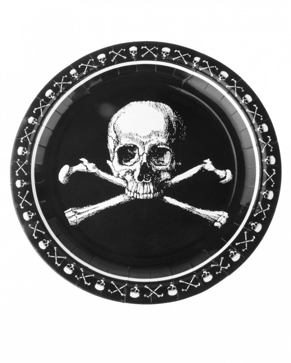 Horror-Shop Dekofigur 8 St. Piraten aus Einwegteller Totenschädel Pappe