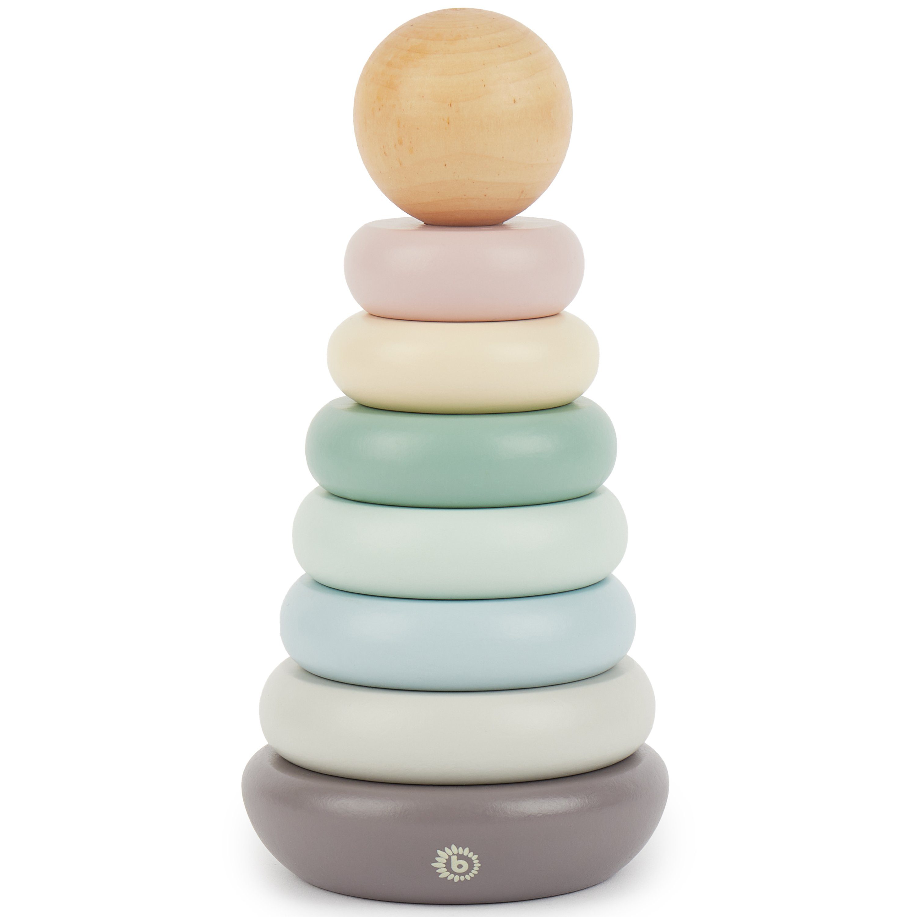 BIECO Stapelspielzeug Bieco Stapelturm Holz 19 cm mehrfarbig Steckspiel 8 tlg. Steckpyramide