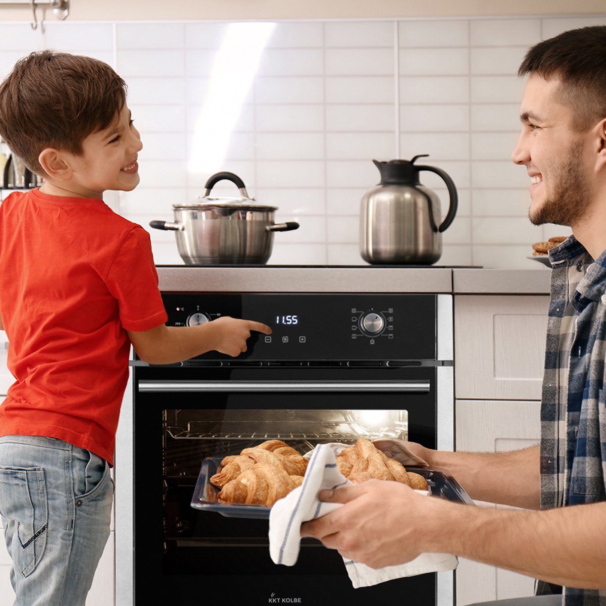 KKT KOLBE Backofen-Set Backofen und Induktionskochfeld SET8005IH77FZ, Herdset / Heißluft / Grill-/Bratsystem / Timer / 5 Kochzonen