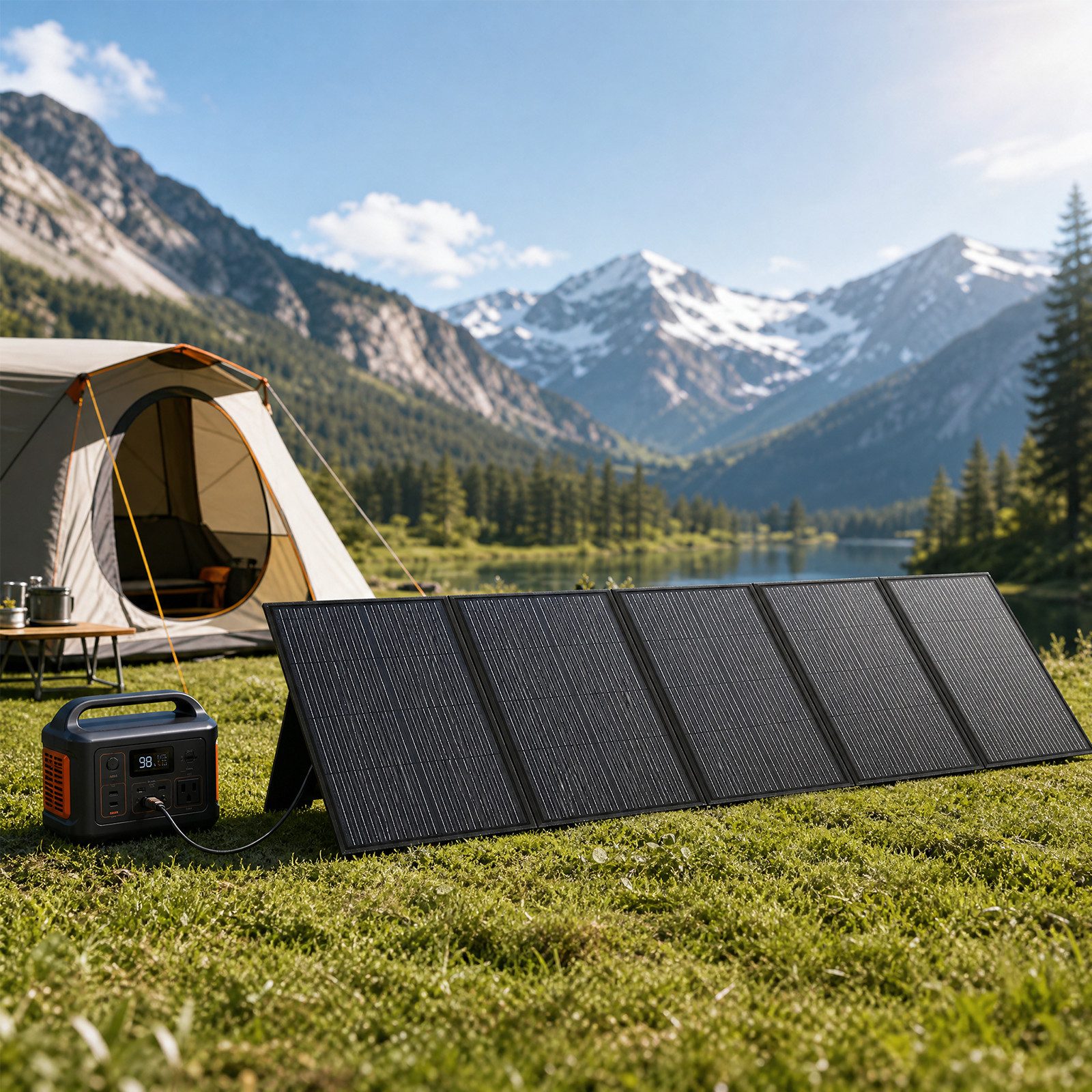 GLIESE Solarmodul 36V 300W Solarpanel für Camping Wohnmobil Boot, (300W Tragbares Solarpanel, 4-in-1 Ausgangskabel)