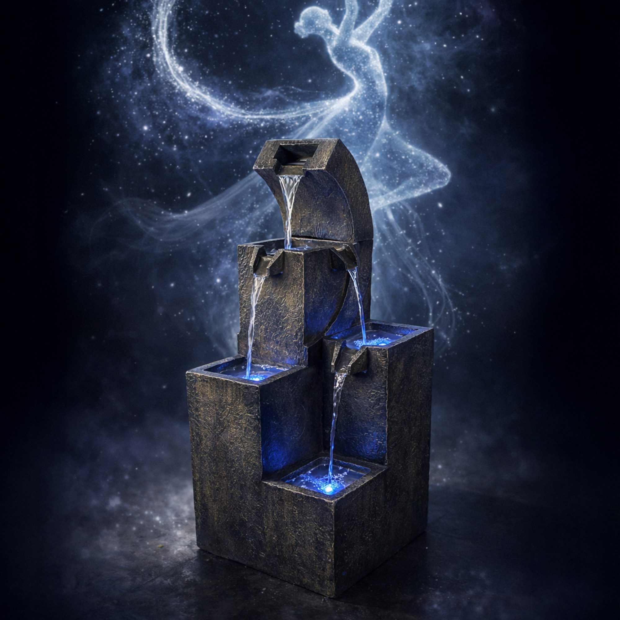 Köhko Gartenbrunnen Brunnen mit LEDs, stufige Wasserfall für Garten,Terrasse,Balkon