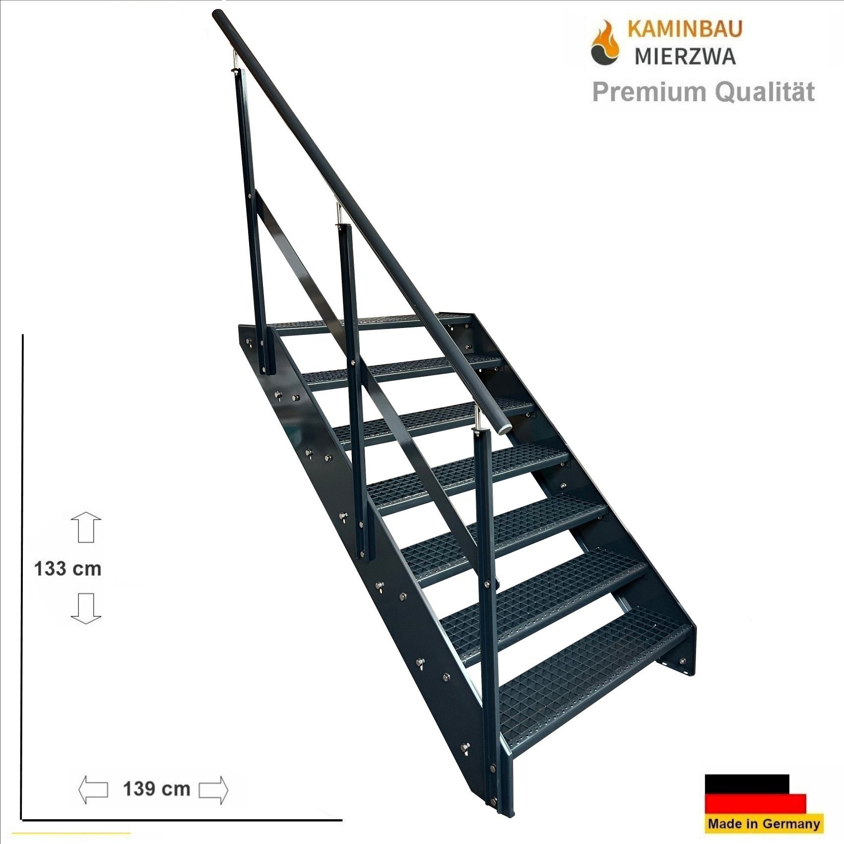 Kaminbau Mierzwa Außentreppe Premium Treppe Anthrazit günstig online kaufen