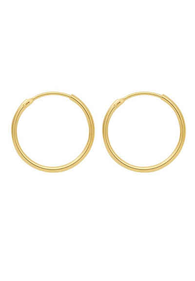 Adelia´s Paar Ohrhänger 585 Gold Ohrringe Creolen Ø 9 mm, Goldschmuck für Damen