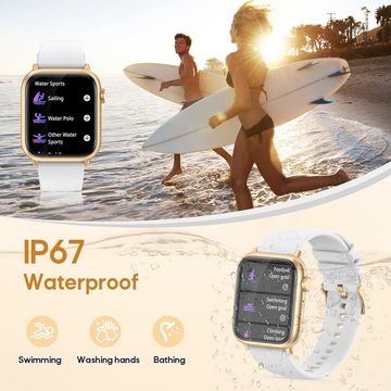 Nemheng Touchscreen Fur Herren Schrittzähler 100 Sportmodi Smartwatch (1,83 Zoll, Android iOS), mit Telefonfunktion, IP67 Wasserdicht Fitness Tracker mit Blutdruck