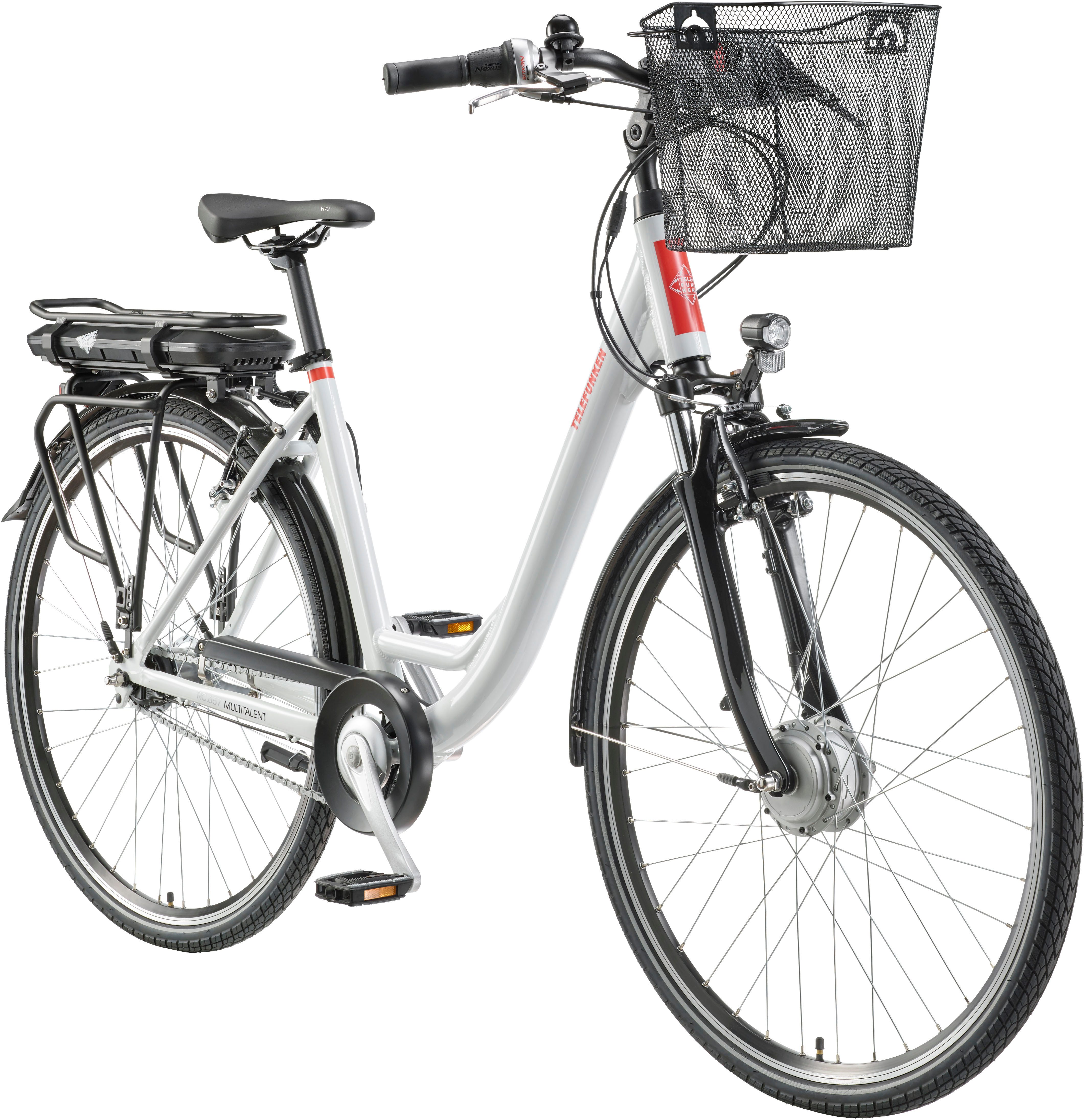 Telefunken E-Bike Cityrad Multitalent RC657, 7 Gang Shimano Nexus Schaltwerk, Nabenschaltung, Frontmotor, 536,5 Wh, Pedelec, Elektrofahrrad für Damen u. Herren