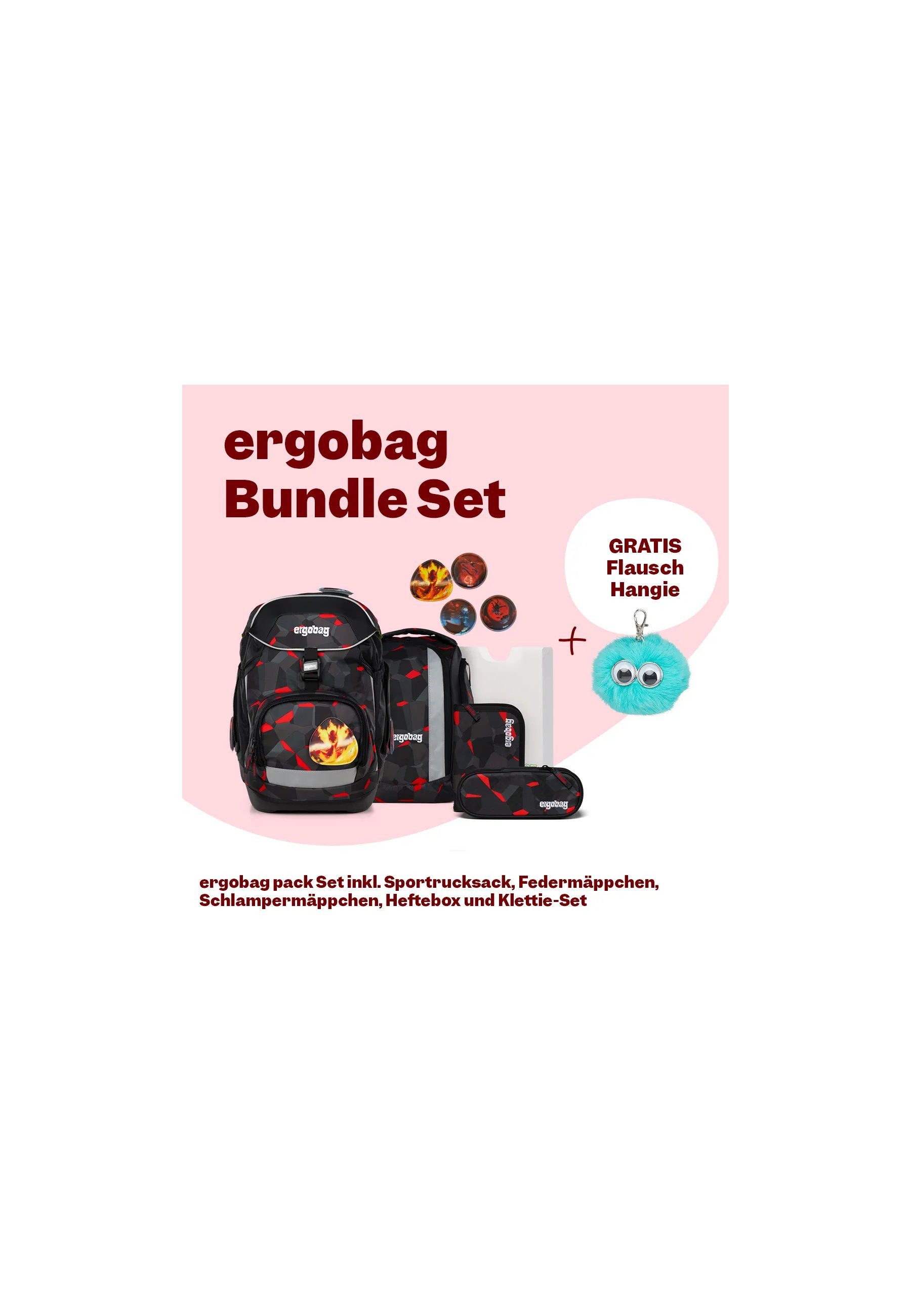 ergobag Schulranzen pack Set Bundle (7-tlg., 7-teiliges Set), größenverstellbares Rückensystem