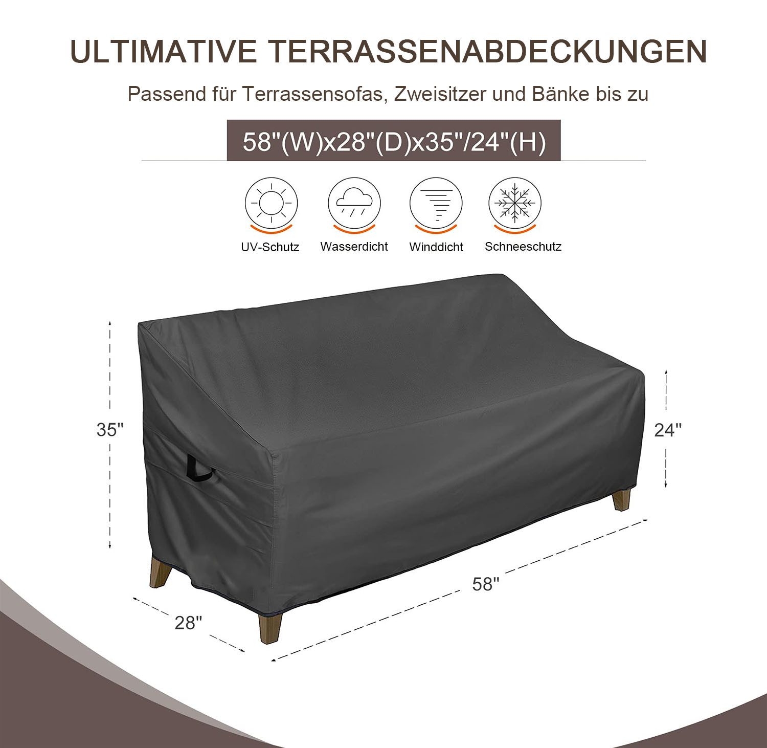 BYSURE Gartenmöbel-Schutzhülle, wasserdichte Outdoor-Sofa-Abdeckung Gartenm günstig online kaufen