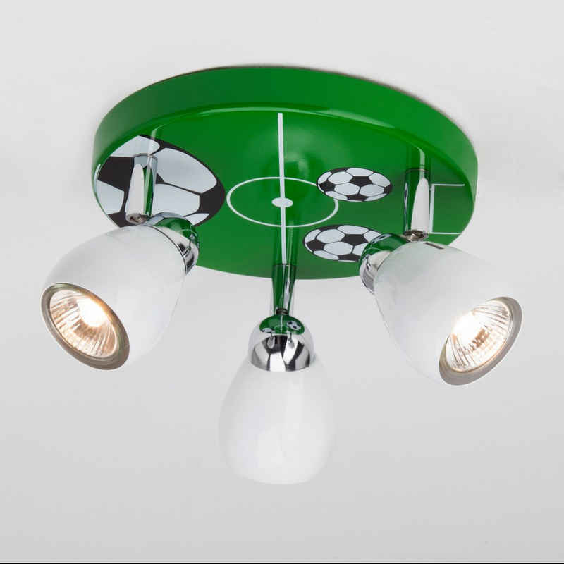 Lightbox Deckenleuchte, LED wechselbar, warmweiß, Soccer LED Deckenleuchte, Ø 31 cm, 3x 3 W GU10 LED inkl, 3 x 300 Lumen