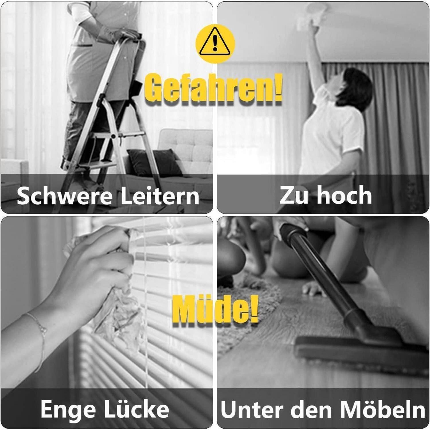 LuxusKollektion Staubwedel Staubwischer Teleskop waschbar Mikrofaser Taubwedel Grau Weiß 6