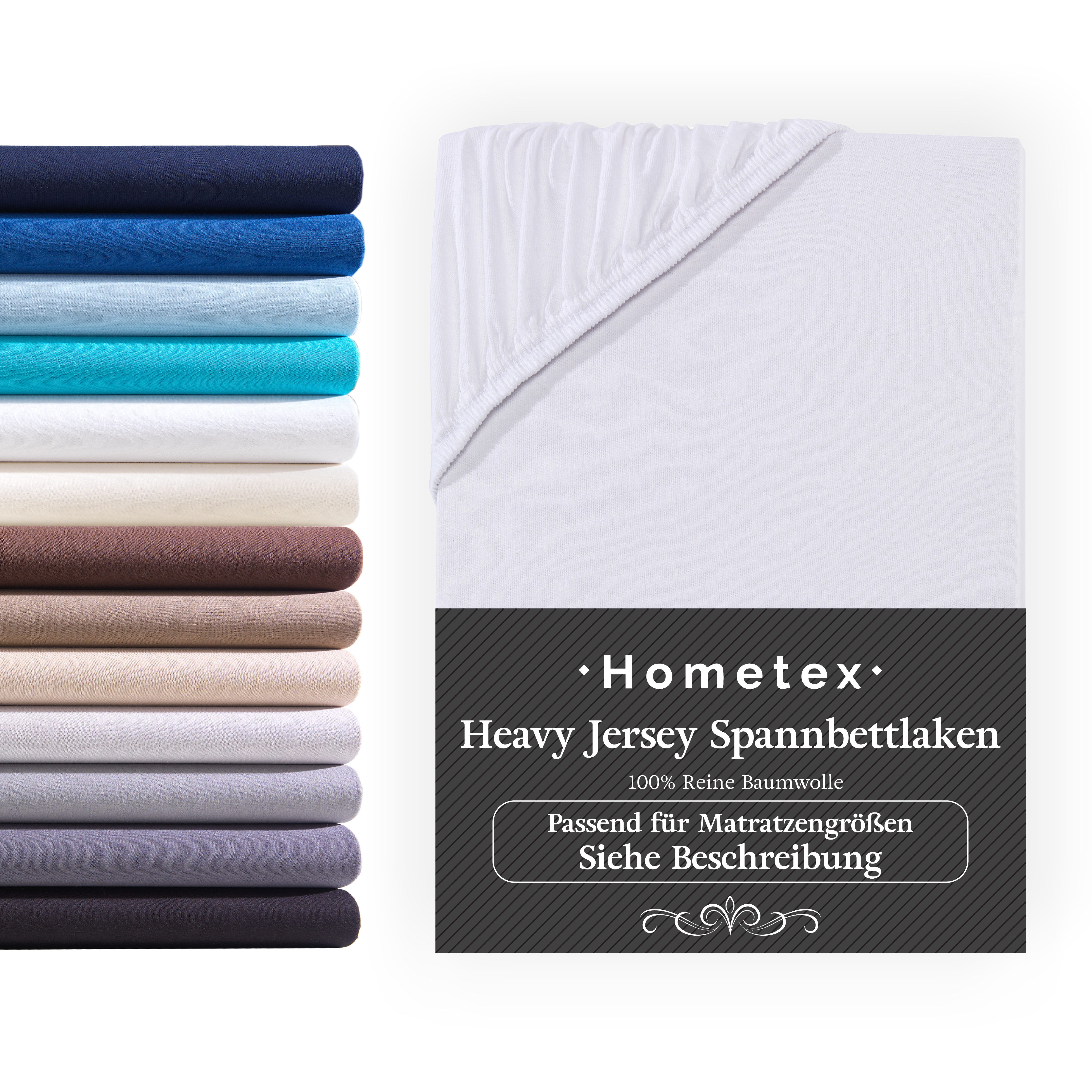 Hometex Premium Textiles Натяжные простыни Exclusive Split Topper-Spannbettlaken, Jersey, Gummizug: rundum, 100% Baumwolle Premium Qualität 160 g/m²