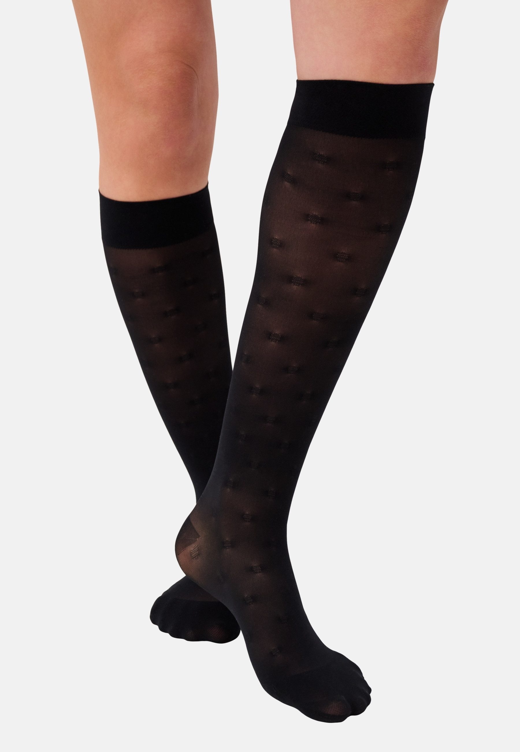 ITEM m6 Kniestrümpfe Punktmuster, eingestrickte Kompression, leichte Beine, nachhaltig