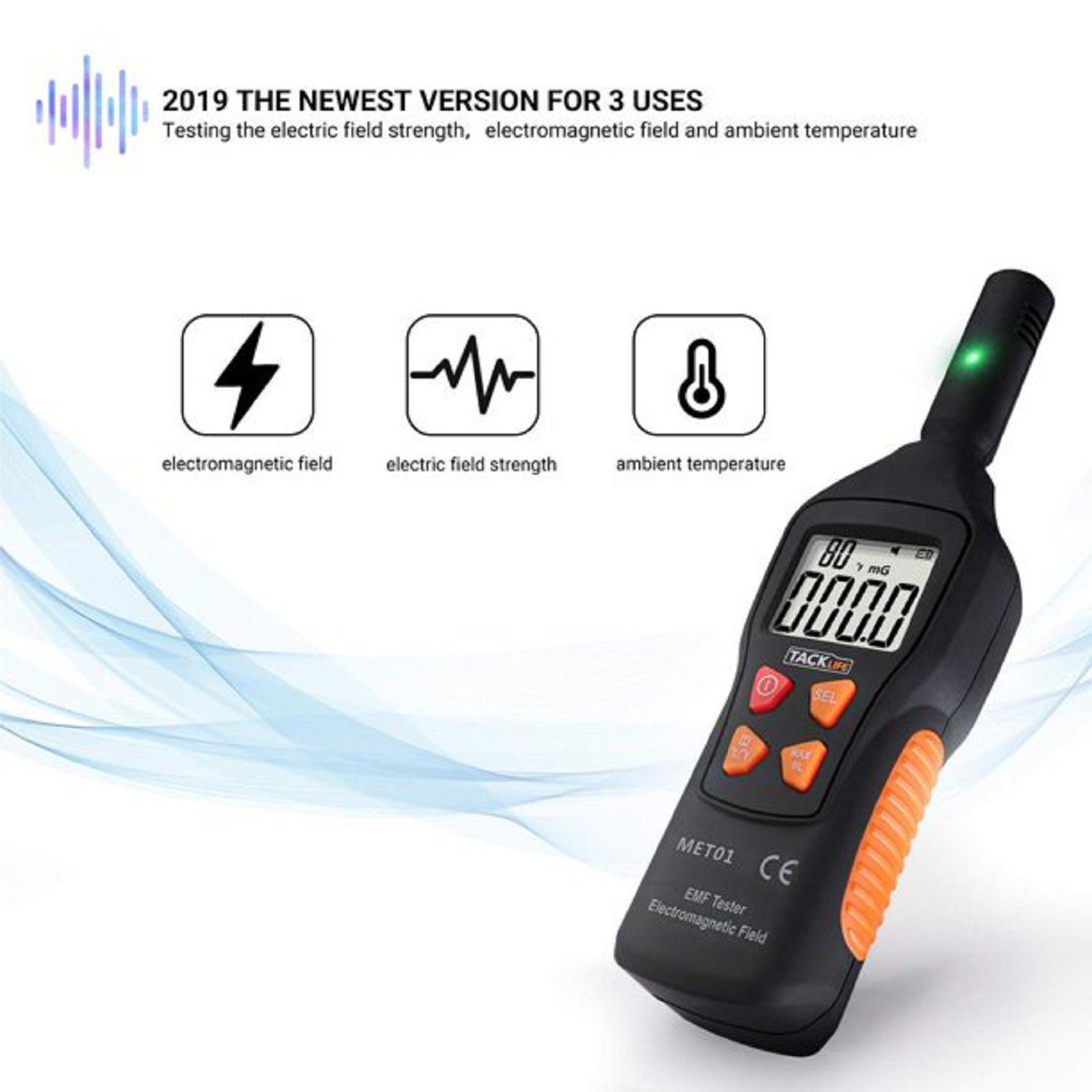 TACKLIFE Metalldetektor, EMF Messgerät Strahlungsdetektor 5–3500 MHz