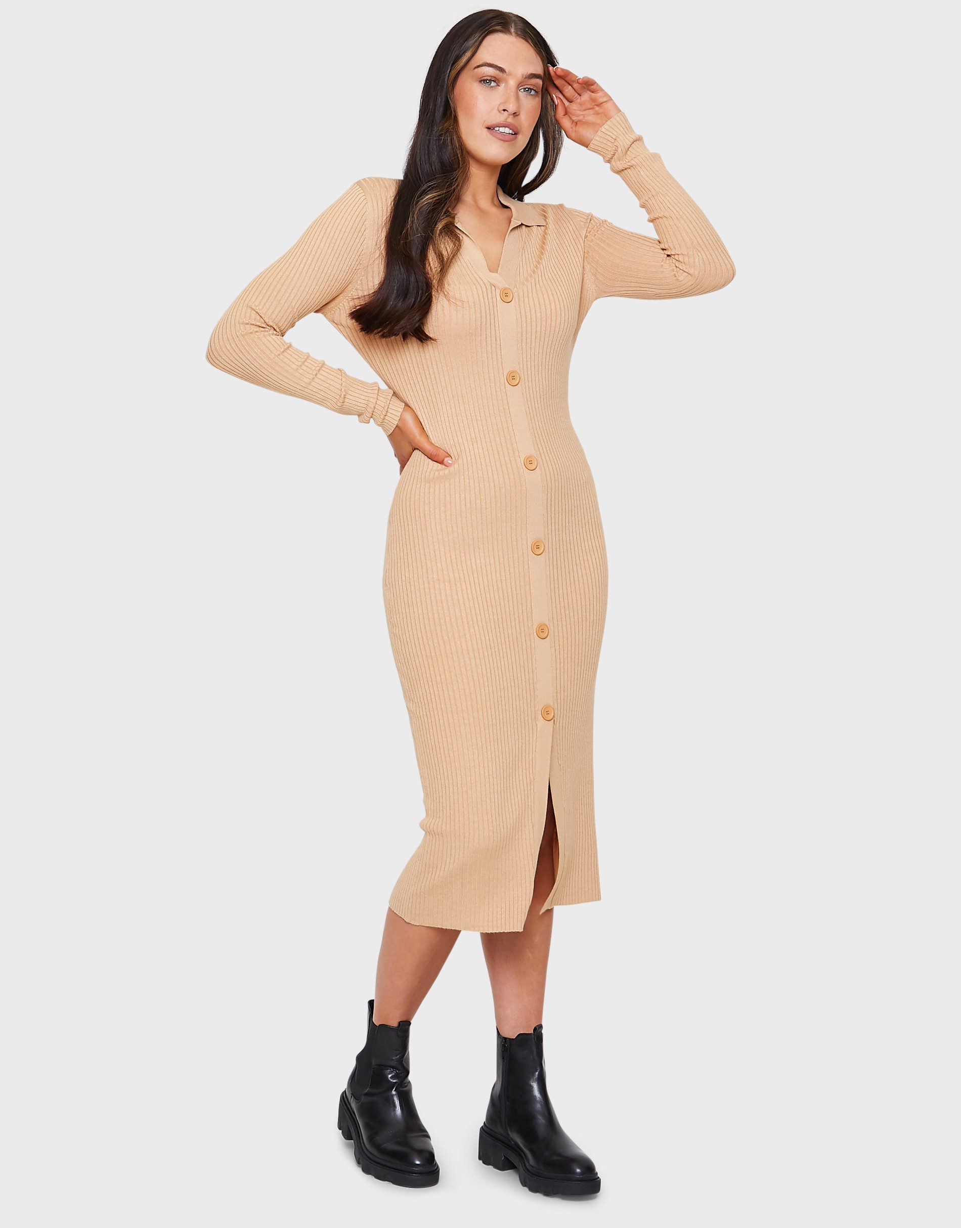 Threadbare Jerseykleid Elm mit femininem Schlitz günstig online kaufen