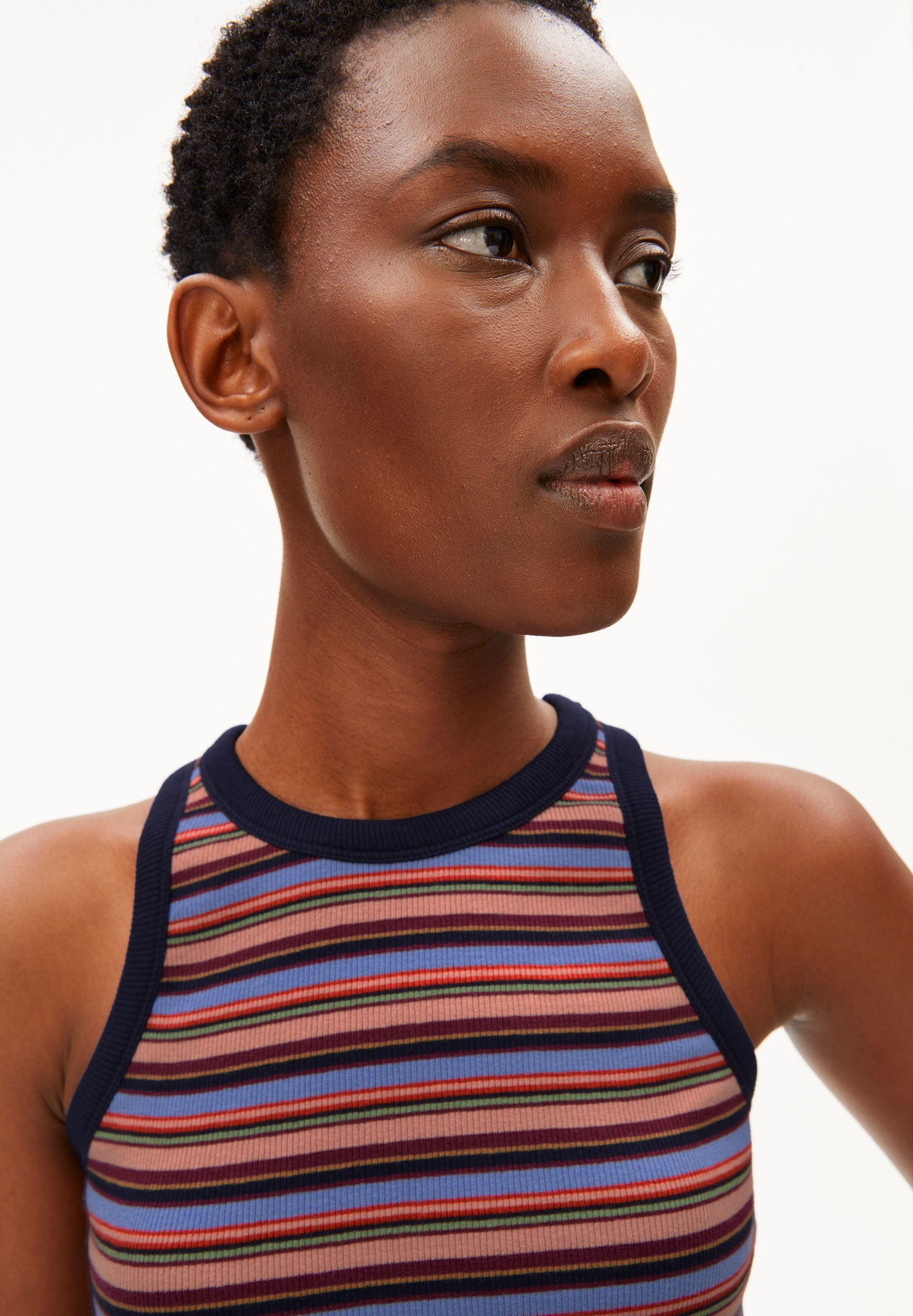 Armedangels Shirttop KANITAA STRIPES Ripp-Top aus Bio-Baumwoll Mix (Fitted) Rundhalsausschnitt