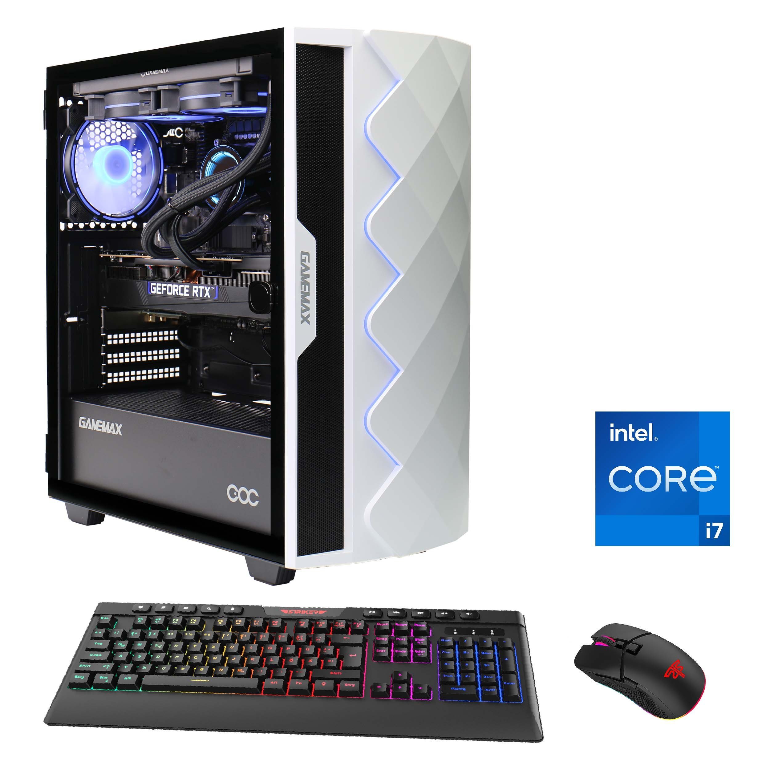 GAMEMAX Diamond WT 6969 Gaming-PC (Intel® Core i7 13700F, RTX 4070Ti, 16 GB RAM, 1000 GB SSD, Wasserkühlung, PCIe SSD Gen4, Windows 11)