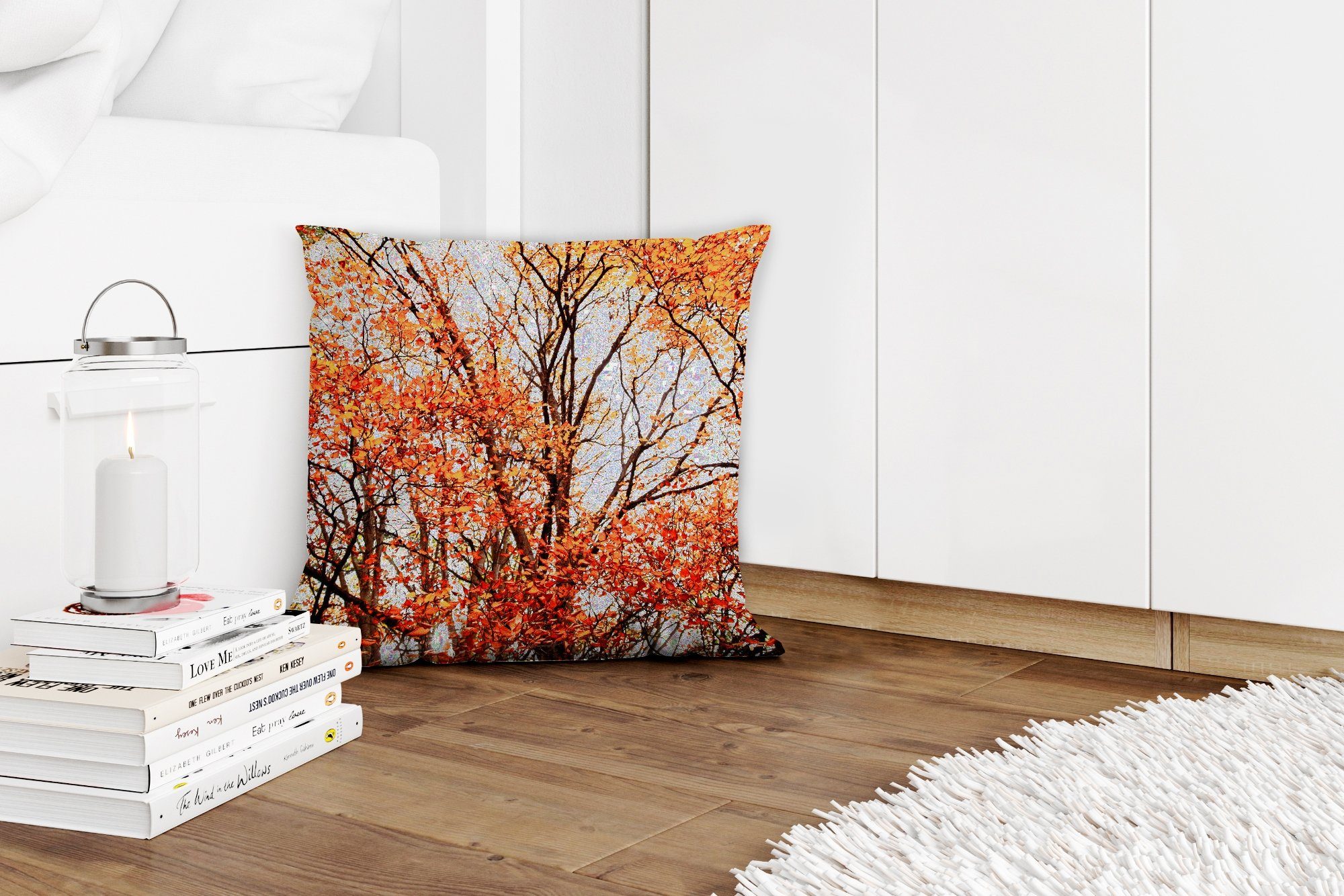 Schlafzimmer, Füllung Wald Sofakissen Herbst Jahreszeiten, MuchoWow - für Deko, Dekokissen Zierkissen Wohzimmer, mit -