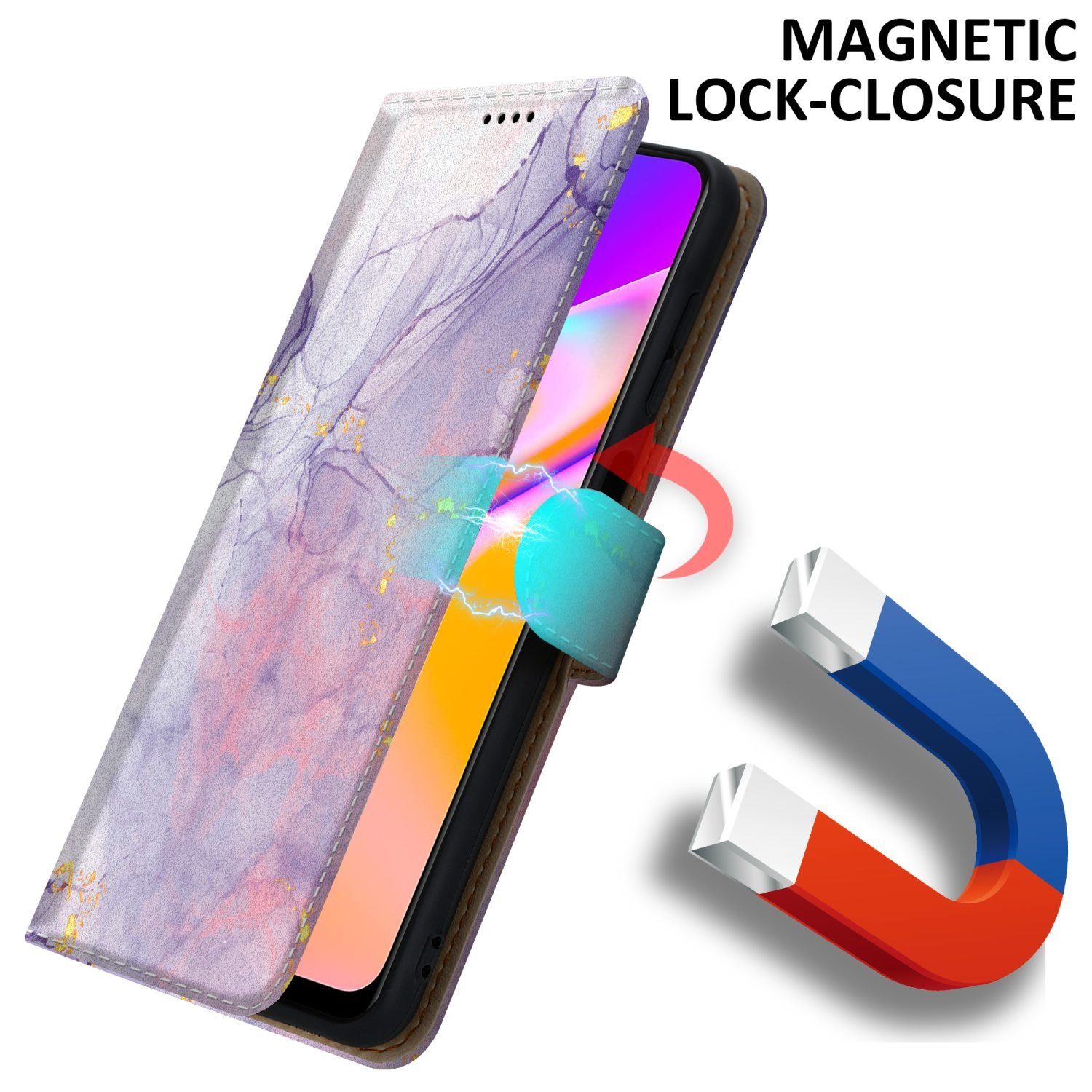 Cadorabo Handyhülle für Oppo A94 5G Hülle Oppo A94 5G, Handy Schutzhülle - Hülle, Standfunktion, Kartenfach, Magnetverschluss