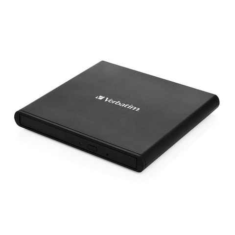 Verbatim Externer Slimeline CD/DVD-Brenner, Diskettenlaufwerk (USB 2.0, Kompaktes Design, Stromversorgung über USB-Anschluss)
