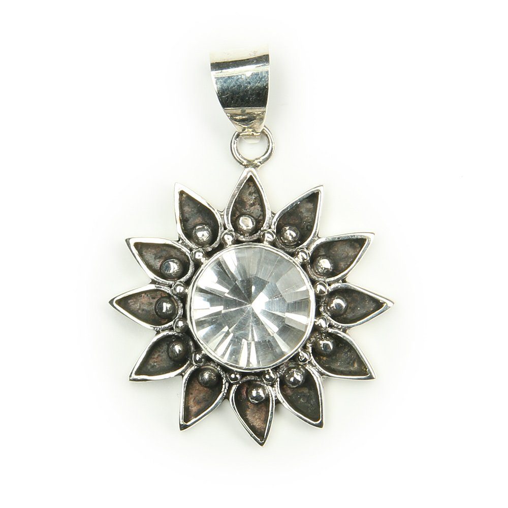 Kettenanhänger Kettenanhänger Sonne mit Bergkristall 925 Silber