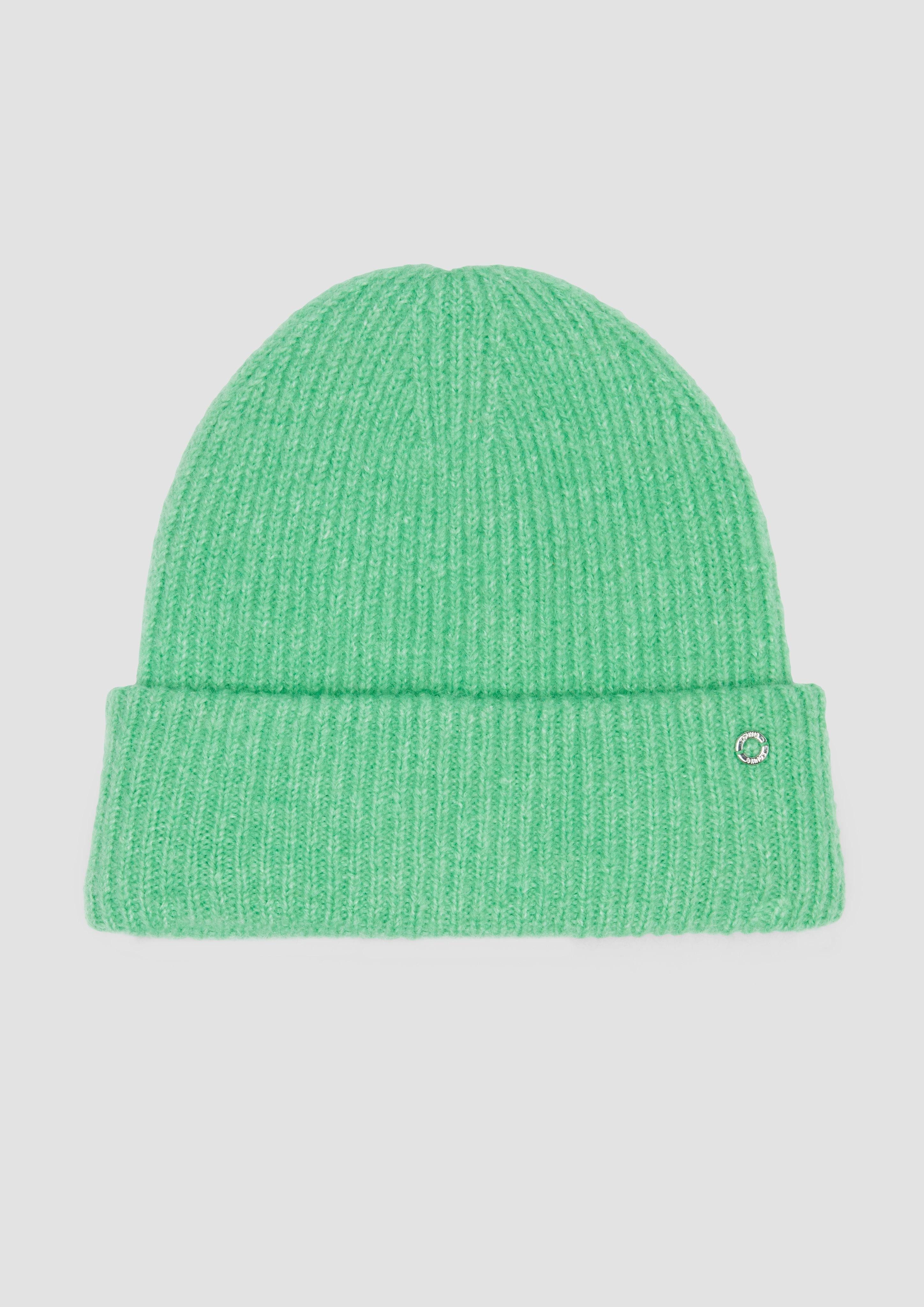 Strickmütze Beanie mit Umschlag und Logo-Detail