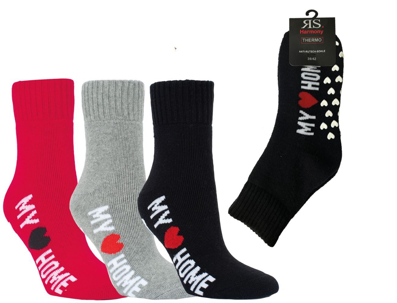 Riese ABS-Socken Thermo Harmony Home Socke "My Home" (Packung, 3er Pack) Anti-Rutsch-Sohle