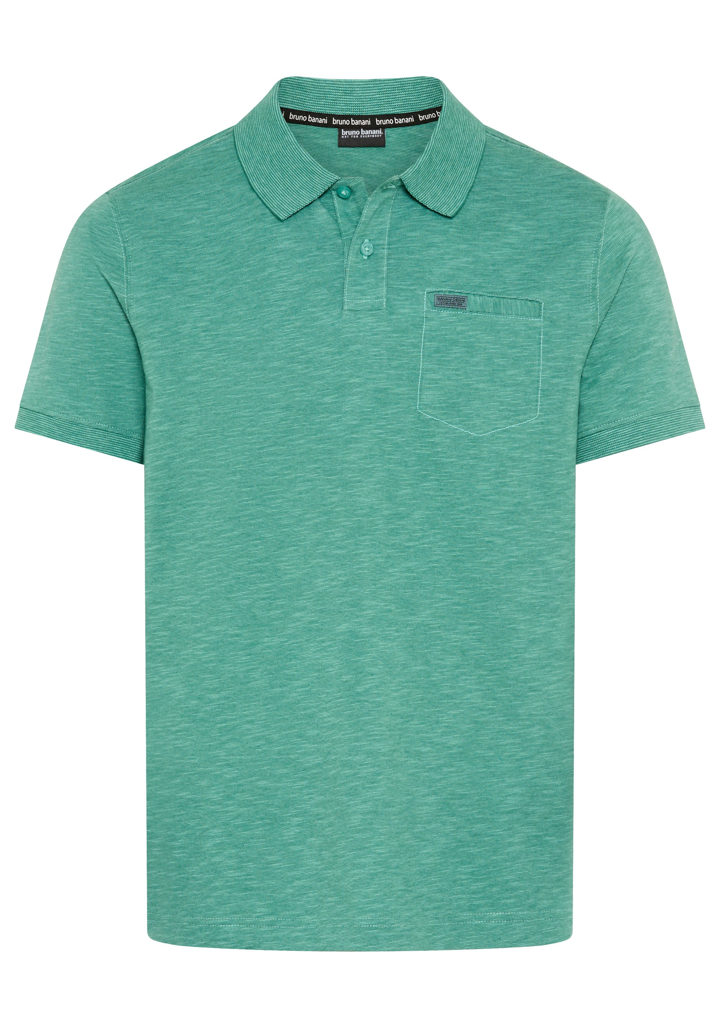 Bruno Banani Poloshirt meliert Kurze Knopfleiste, hochwertiger Spezial-Melange und Brusttasche – Bild 5 von 5