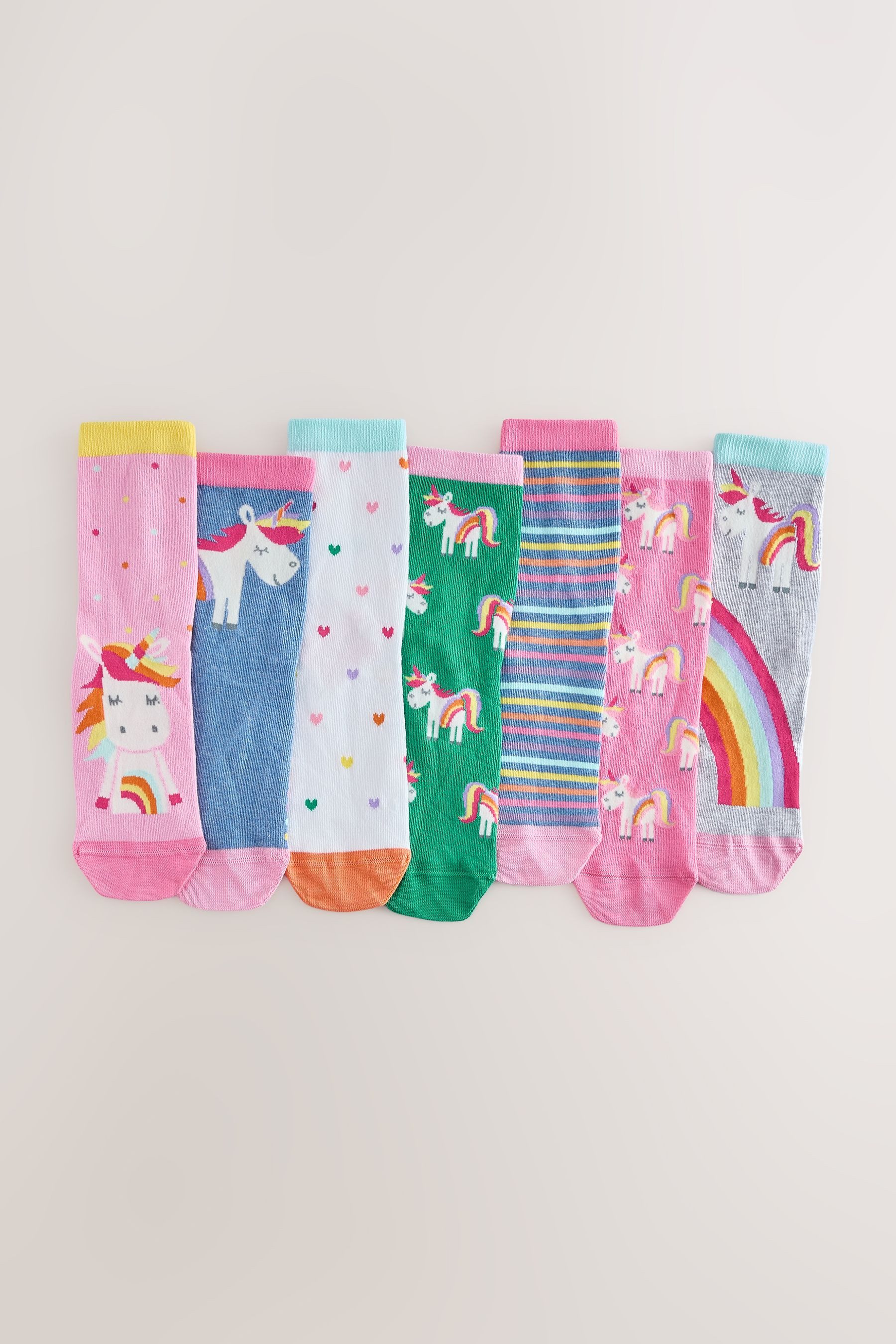 Kurzsocken 7er Pack Söckchen mit Baumwolle und Einhornmotiv