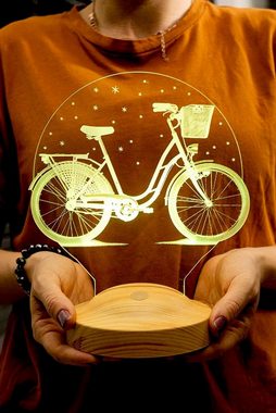 Geschenkelampe LED Nachttischlampe Fahrrad Gravur 3D Lampe Geschenke für Fahrrad Liebhaber, Leuchte 7 Farben fest integriert, Geschenk für Frauen, Mädchen, Freundin