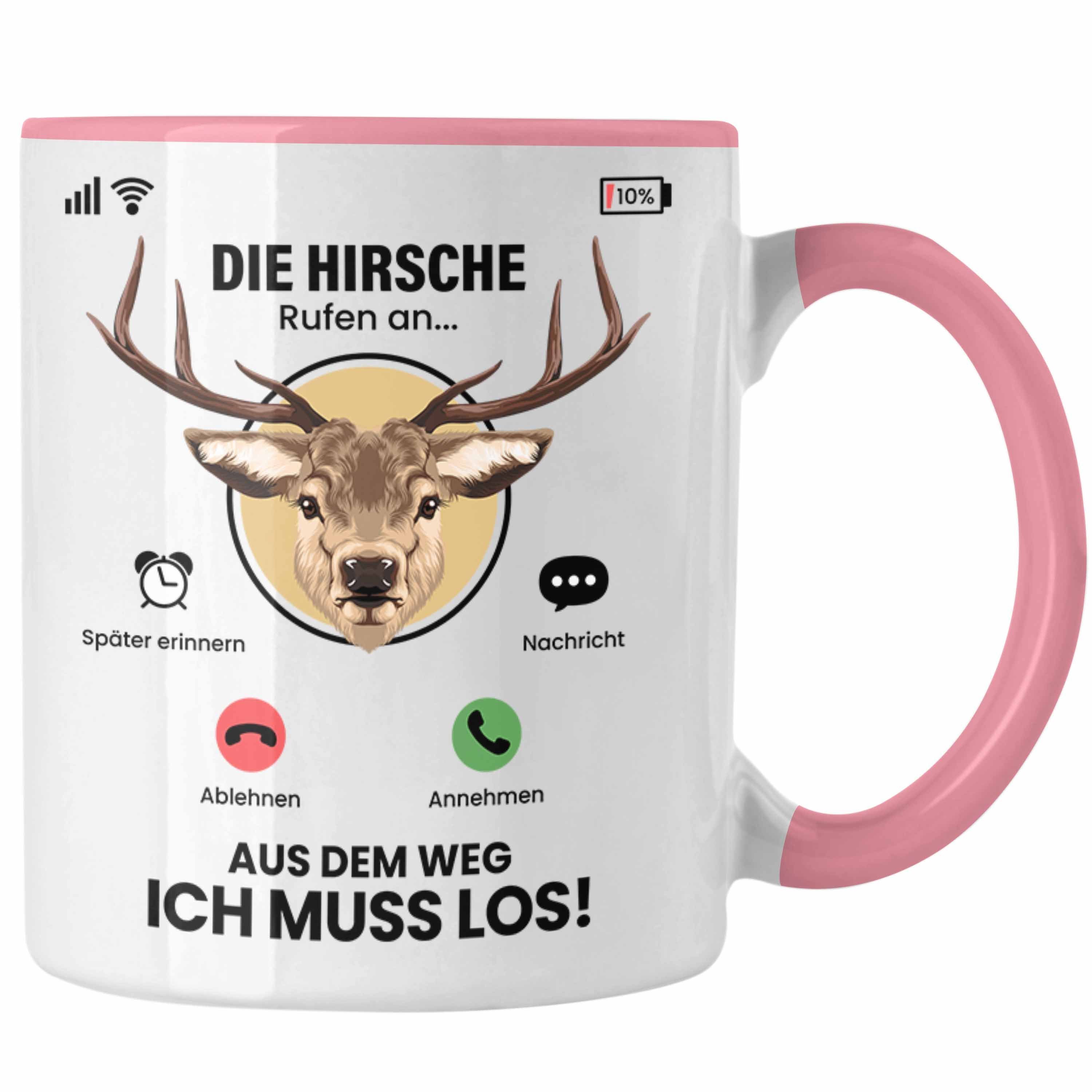 Trendation Tasse Die Hirsche Rufen An Tasse Geschenk für Hirsche Züchter Besitzer Gesch Rosa