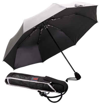 EuroSCHIRM® Taschenregenschirm light trek, silber, mit UV-Lichtschutzfaktor 50+ und integriertem Kompass