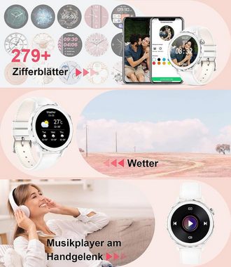 FEELNEVER Smartwatch (1,32 Zoll, Android iOS), Damen Telefonfunktion SpO2 IP67 Wasserdicht Schrittzähler Fitnessuhr