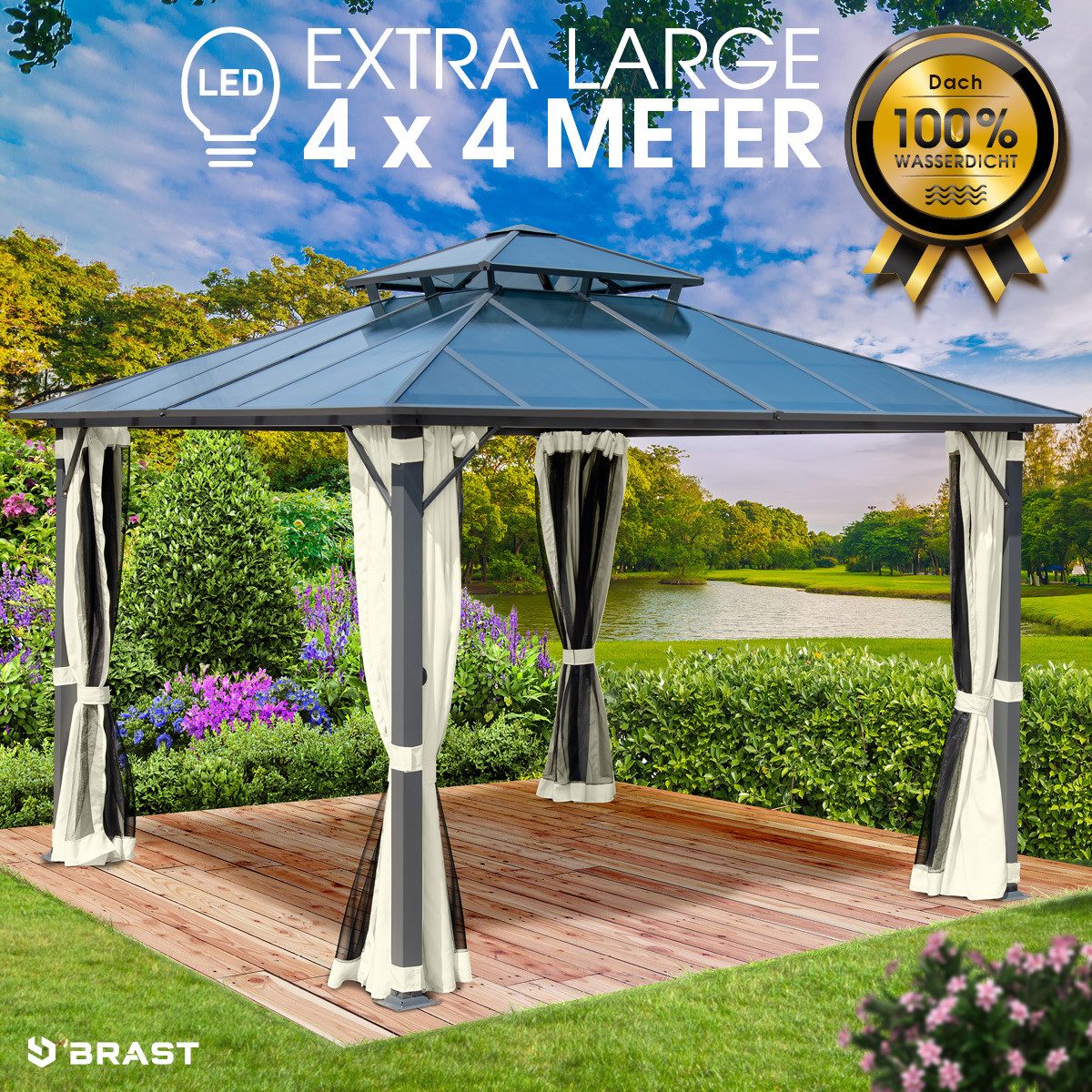 BRAST Pavillon Aluminium Pagode 4x4m inkl. günstig online kaufen