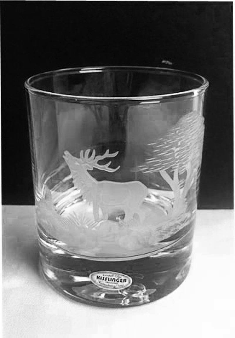 Steinnacher Bärbel Whiskyglas Kisslinger Whisky Becher Centro 330 cl Hirsch, Gravur Hirsch