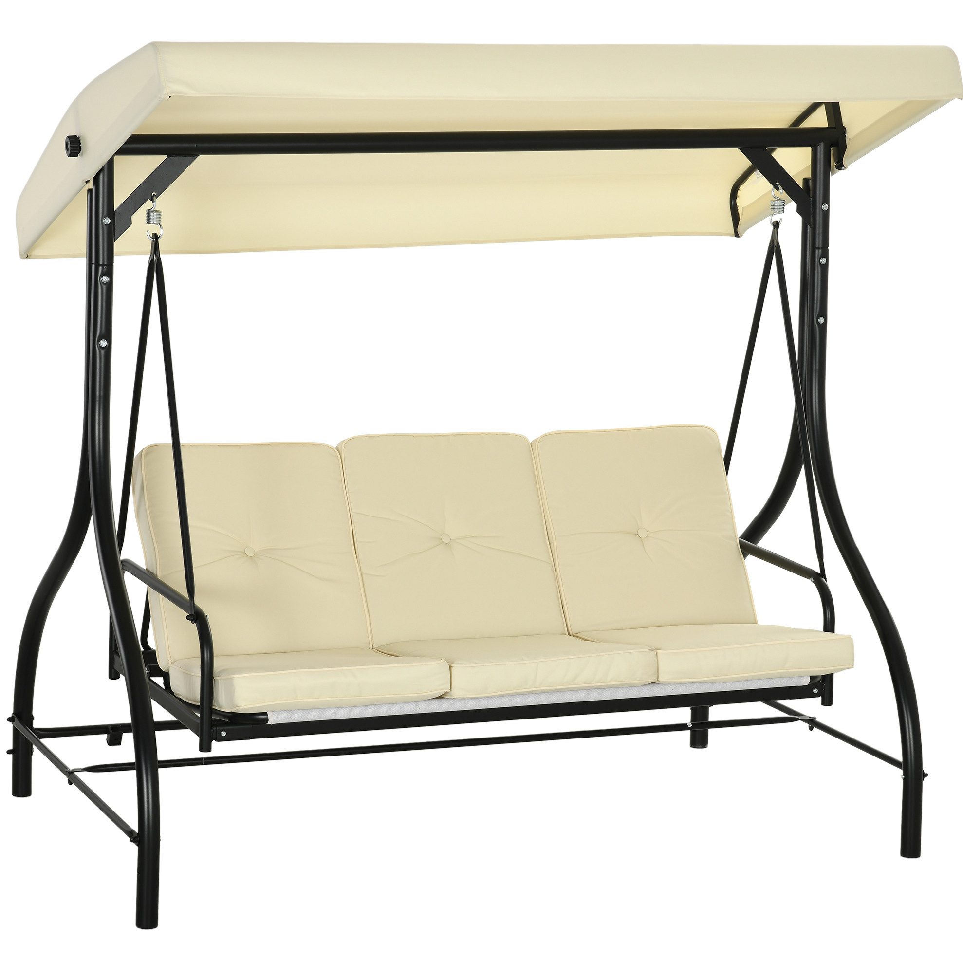 REDOM Hollywoodschaukel 2in1 Gartenliege Gartenschaukel Beige 3-Sitzer 195x117x175 cm, 3-Sitzer, Packung, 1 tlg., Schaukelbank bis 240 kg, Gartenliege für Terrasse & Outdoor Bereich, Schaukelbank mit verstellbarem Sonnendach für Terrasse