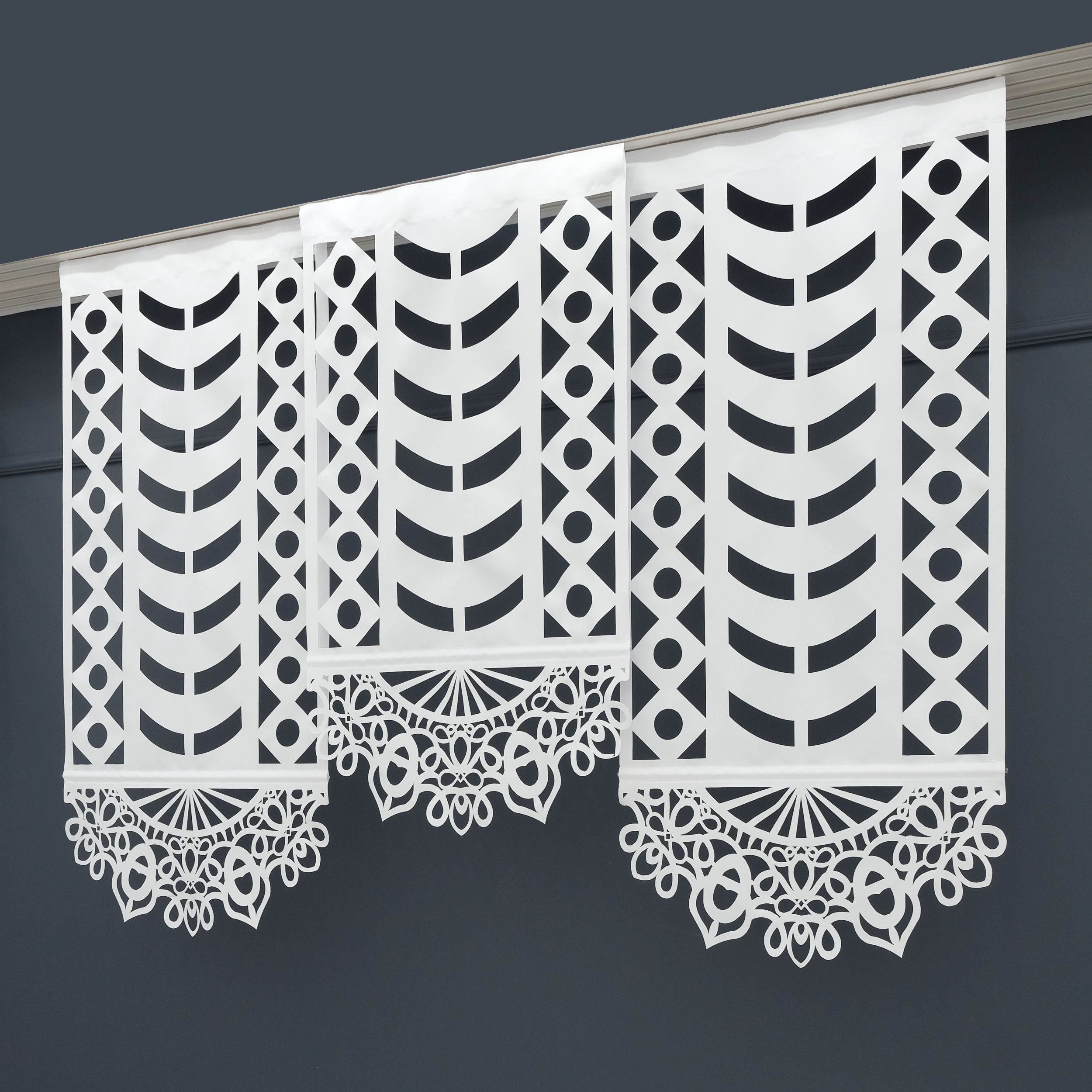 Gardinen by Justyna Schiebegardine 3er Paneel Set Laser (3 St), Kräuselband, transparent, Polyester, Fertiggardine, Schiebegardine, Modern Styl,Paneel,Panelgardine