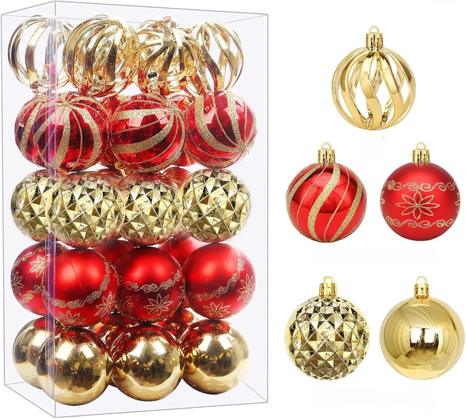 Coonoor Weihnachtsbaumkugel 30ct/ 60mm Weihnachtskugeln Ornamente, bruchsichere