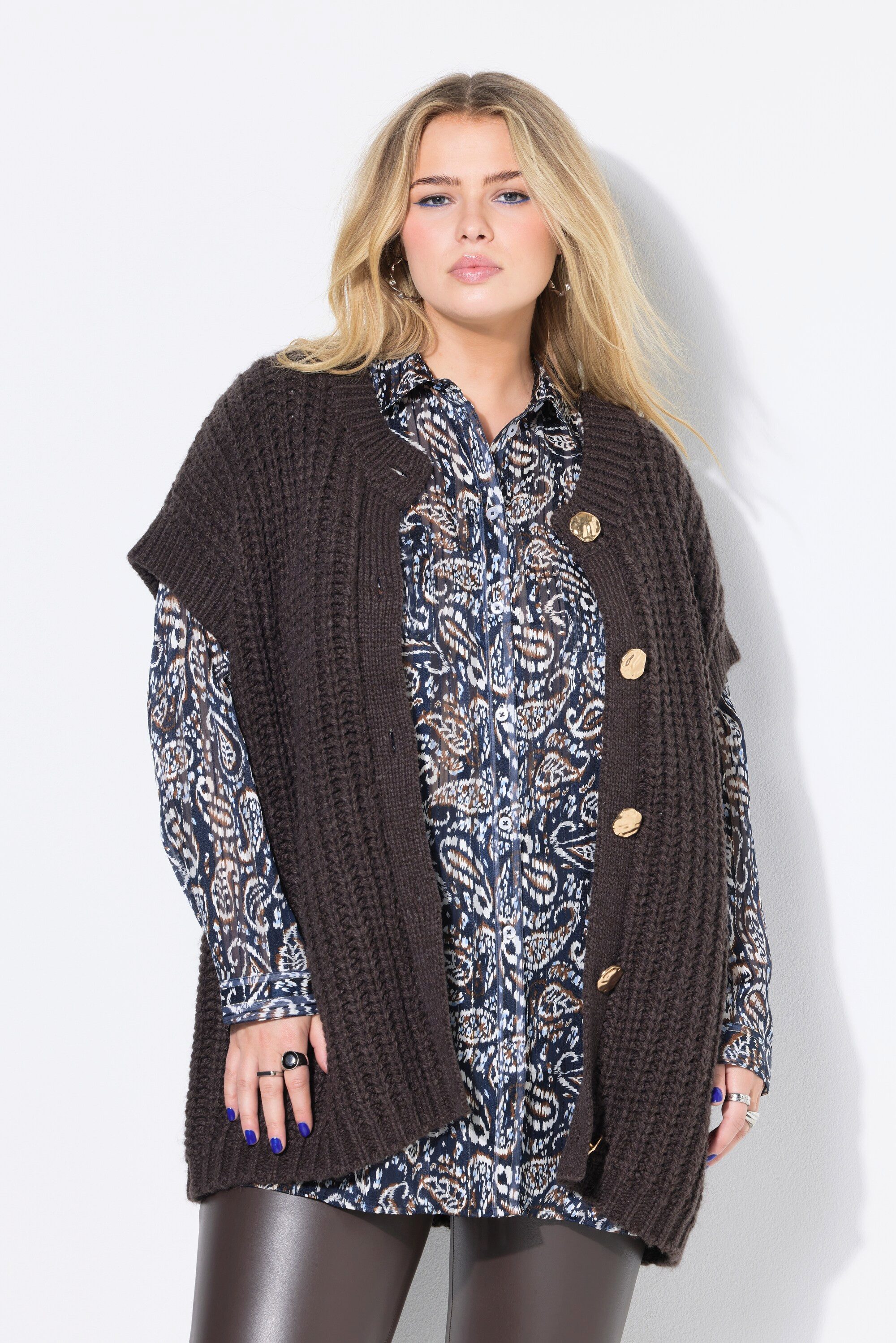 Studio Untold Strickjacke Strickweste Boxy Shape Strukturstrick günstig online kaufen