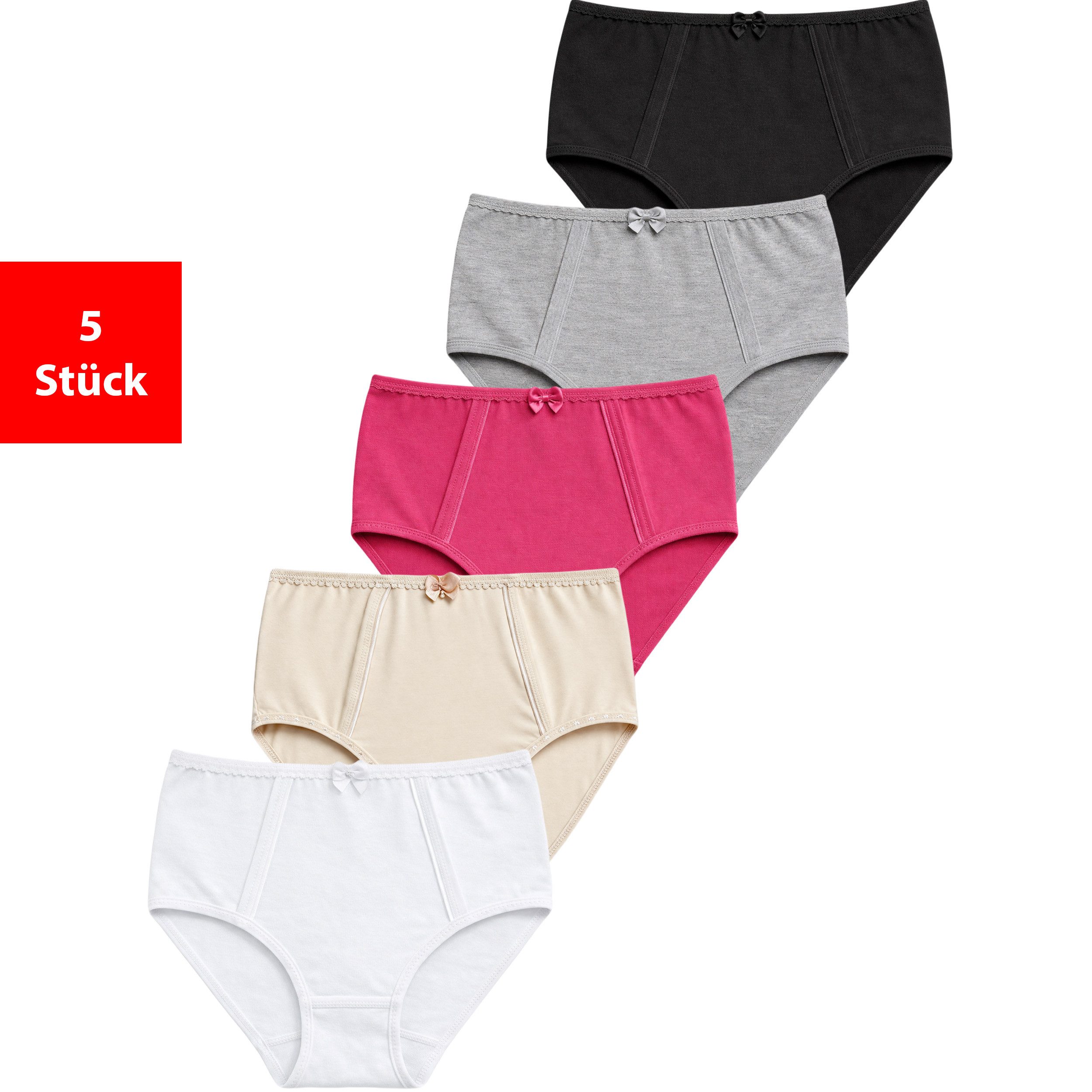Fashionschmiede Taillenslip Taillenslip Damen Baumwolle Stretch 5er & 10er Pack Maxislip (Set, 5-St., 5er-Pack) Hoher Baumwollanteil, elastisch, weich & atmungsaktiv