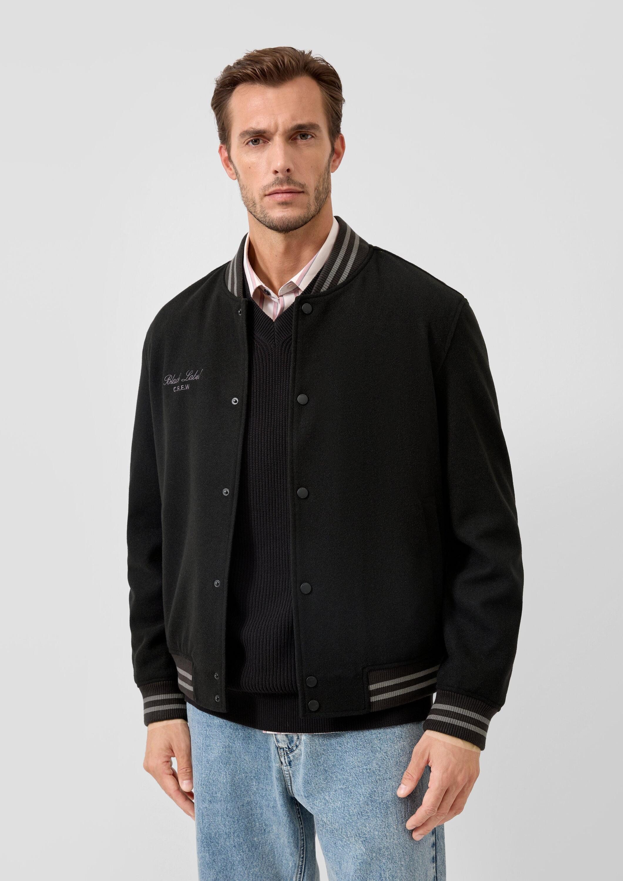 s.Oliver Funktionsjacke Outdoor-Jacke College-Jacke mit Rippbündchen und Logo-Patch