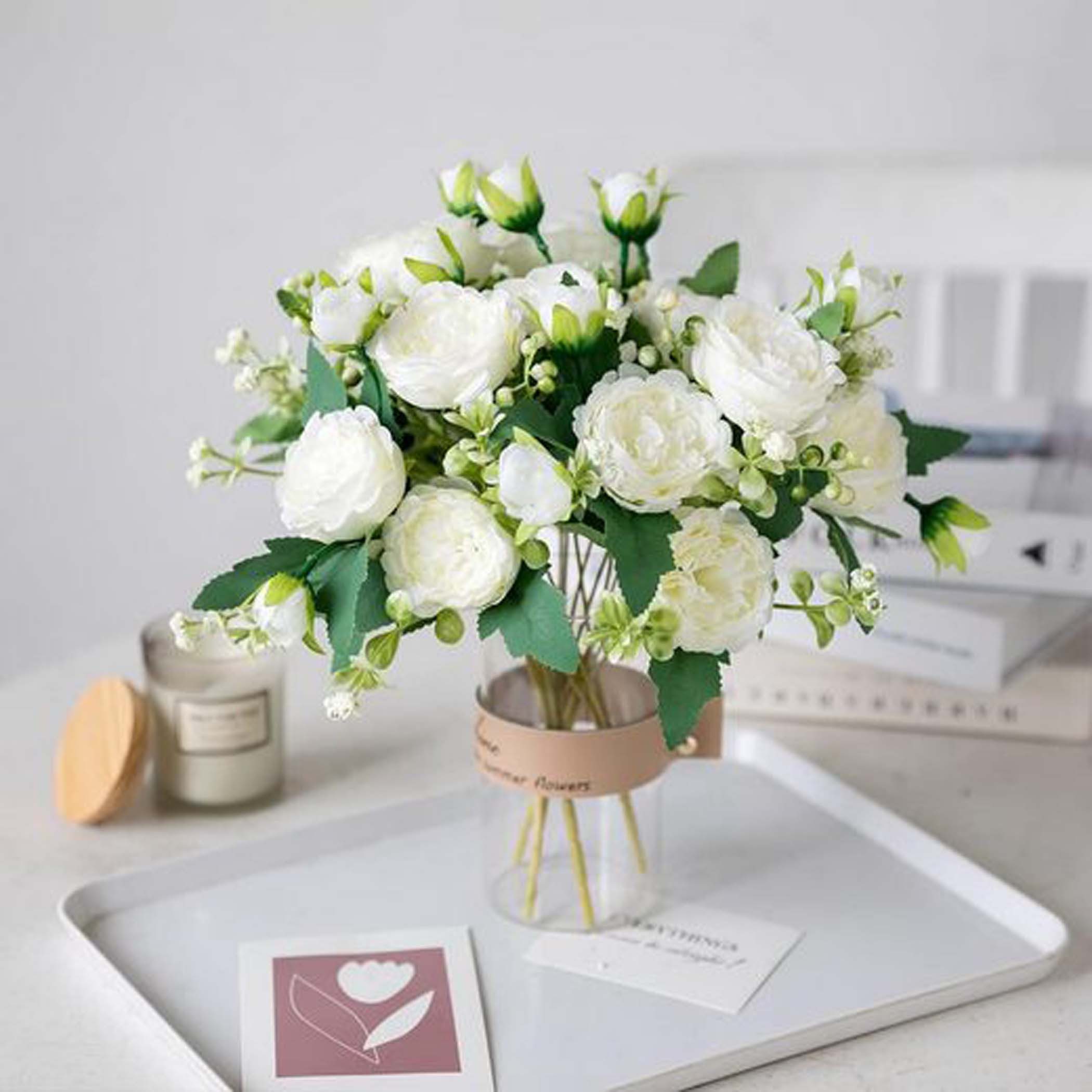 Kunstblumenstrauß Pfingstrose Künstliche Blumen Weiße Blumen günstig online kaufen