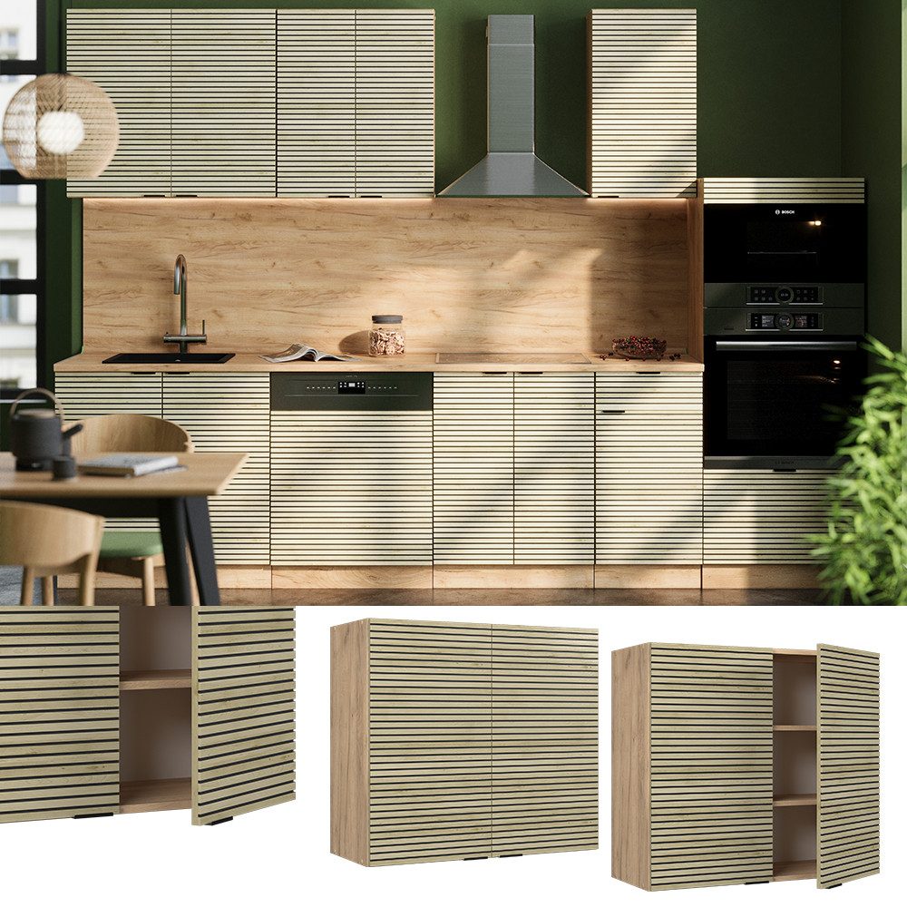 Vicco Glashängeschrank Fame-Line, Eiche Paneel/Goldkraft Eiche, günstig online kaufen
