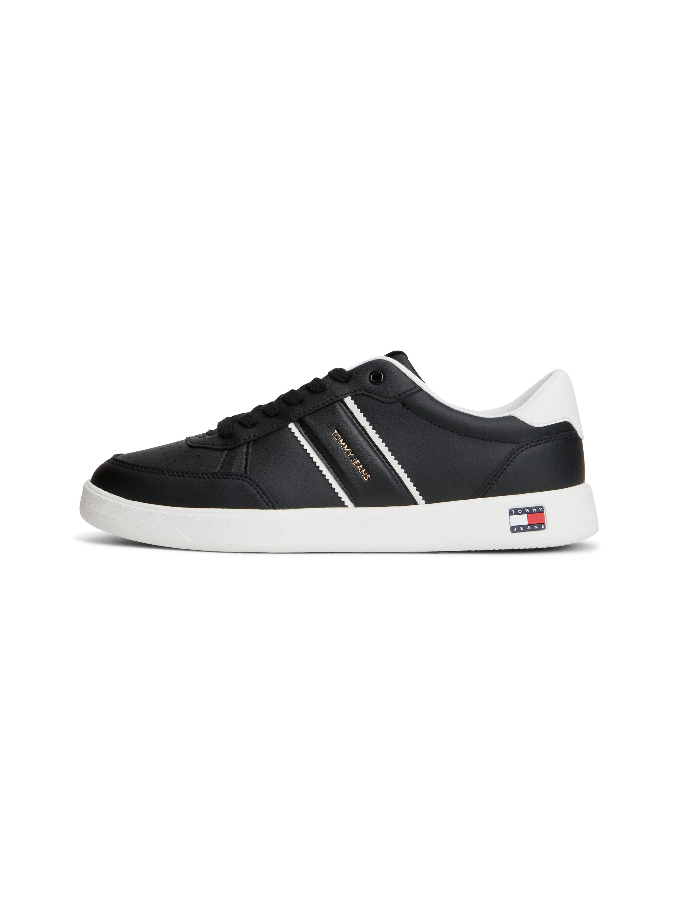 Tommy Jeans LIGHTWEIGHT FLAG LEATHER COURT Sneaker Freizeitschuh, Halbschuh, Schnürer mit Logoflagge im Plateau – Bild 4 von 5
