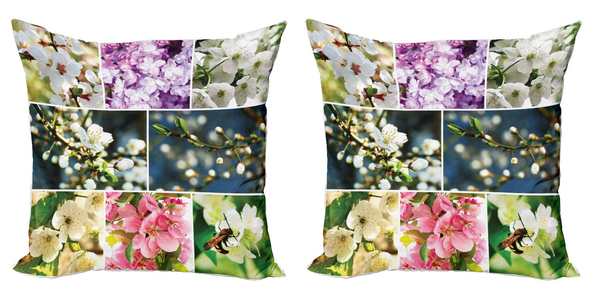 Kissenbezüge Modern Accent Collage Baum Doppelseitiger (2 Abakuhaus Stück), Digitaldruck, Frühlingslandschaft