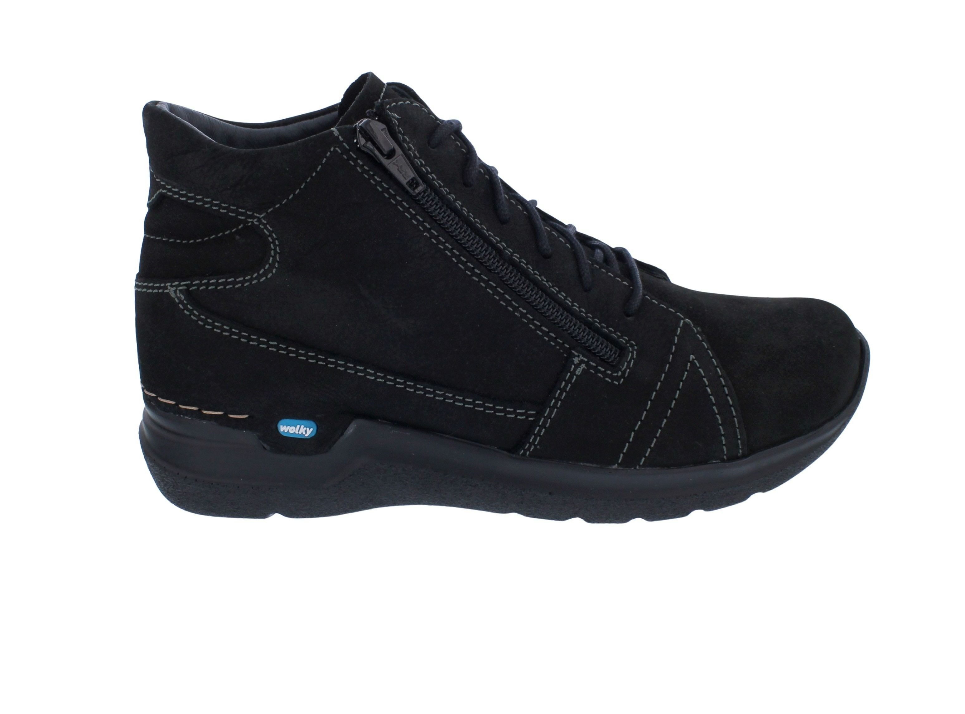 WOLKY Wolky Stiefelette Why 0660611-000, Antique Nubukleder, Schwarz, Schnür Schnürstiefelette