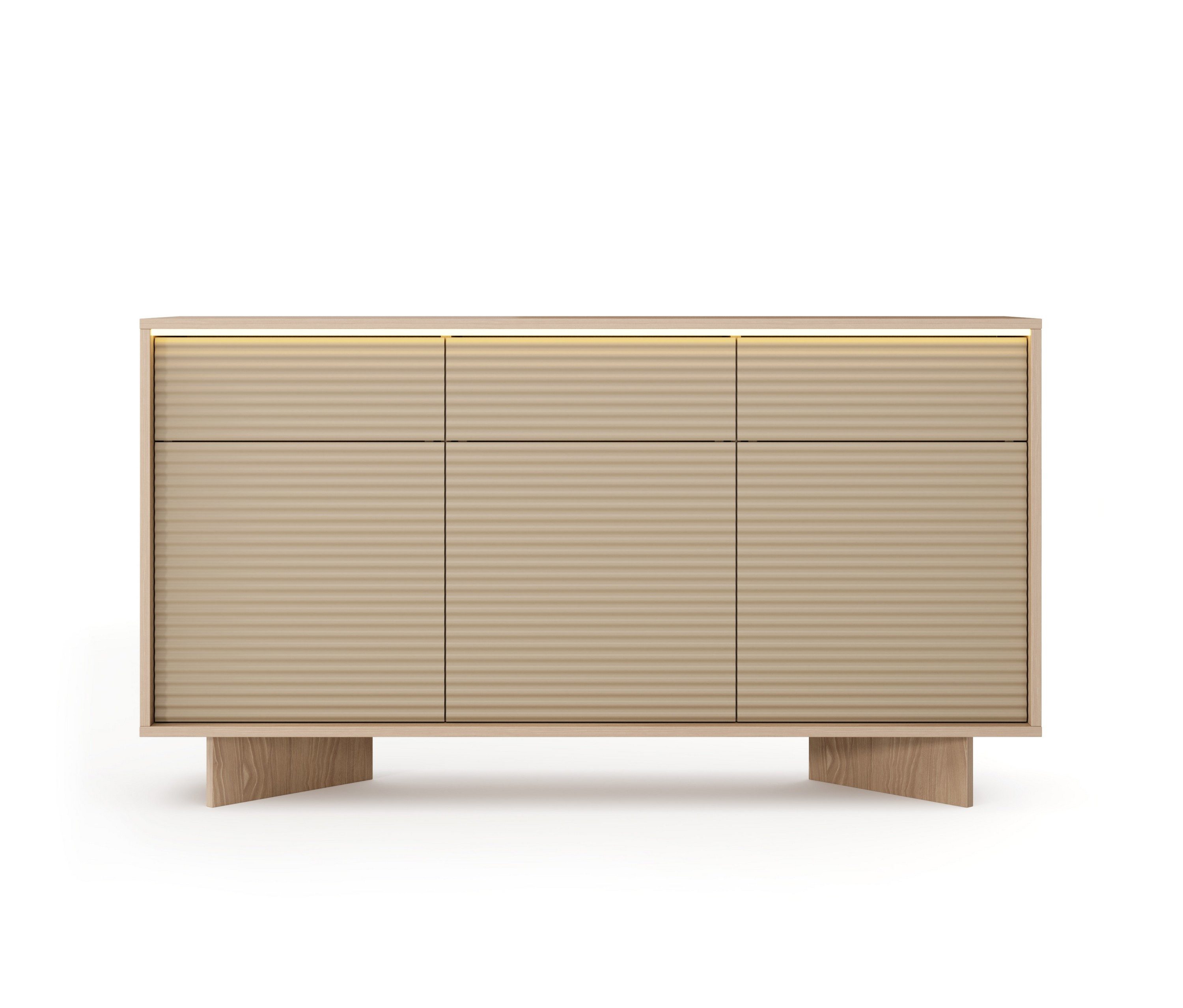 Masseno Kommode RIGATO 153,9 cm Sideboard mit 3 Schubladen und 3 Türen Beige