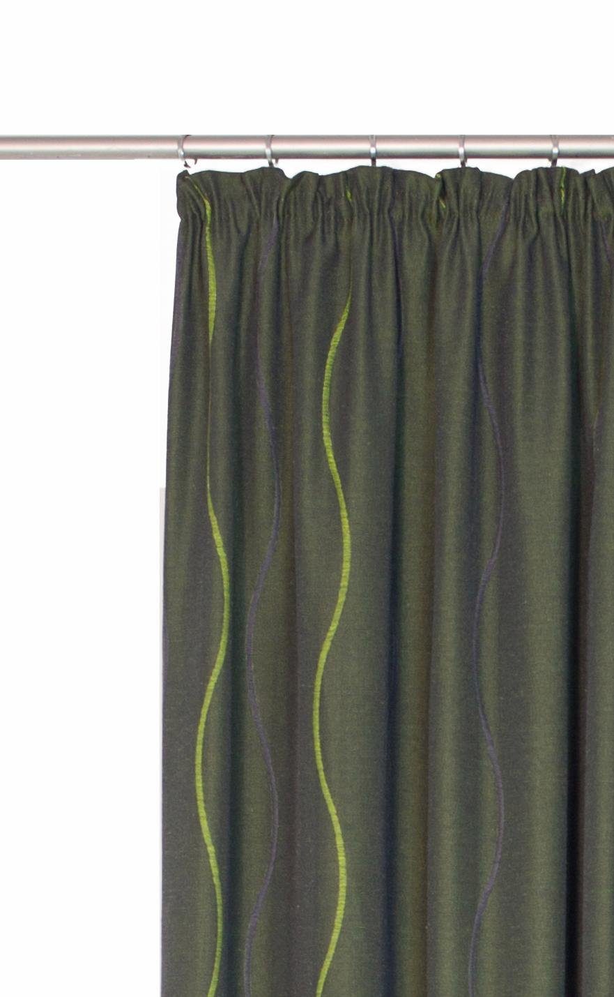 Vorhang grün Sepino, blickdicht, Jacquard (1 Kräuselband Wirth, St),