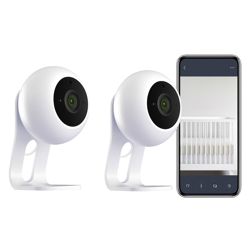 Winees Video-Babyphone, 2K HD Auflösung, Babymonitor, 2-tlg., App 24x7 Überwachung, Bewegungserkennung, Zwei-Wege-Audio, Flexible Installation, sicher, einfach – mit Alexa