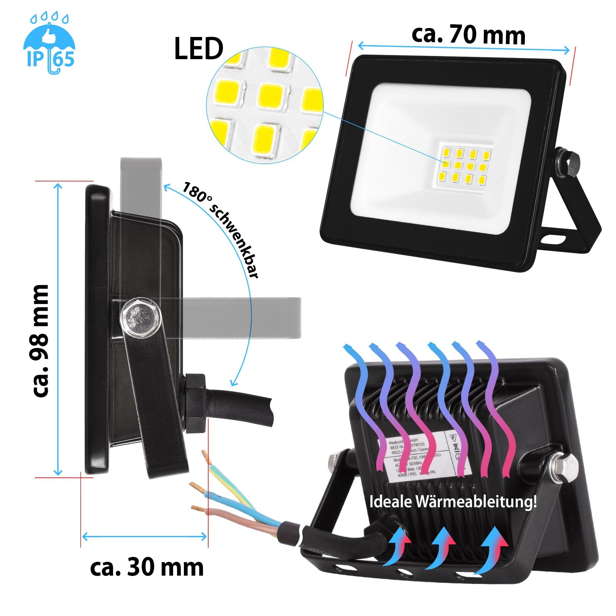 Maxkomfort Flutlichtstrahler FDC Fluter, LED fest integriert, Tageslichtweiß, 4000K, Neutralweiß, flach