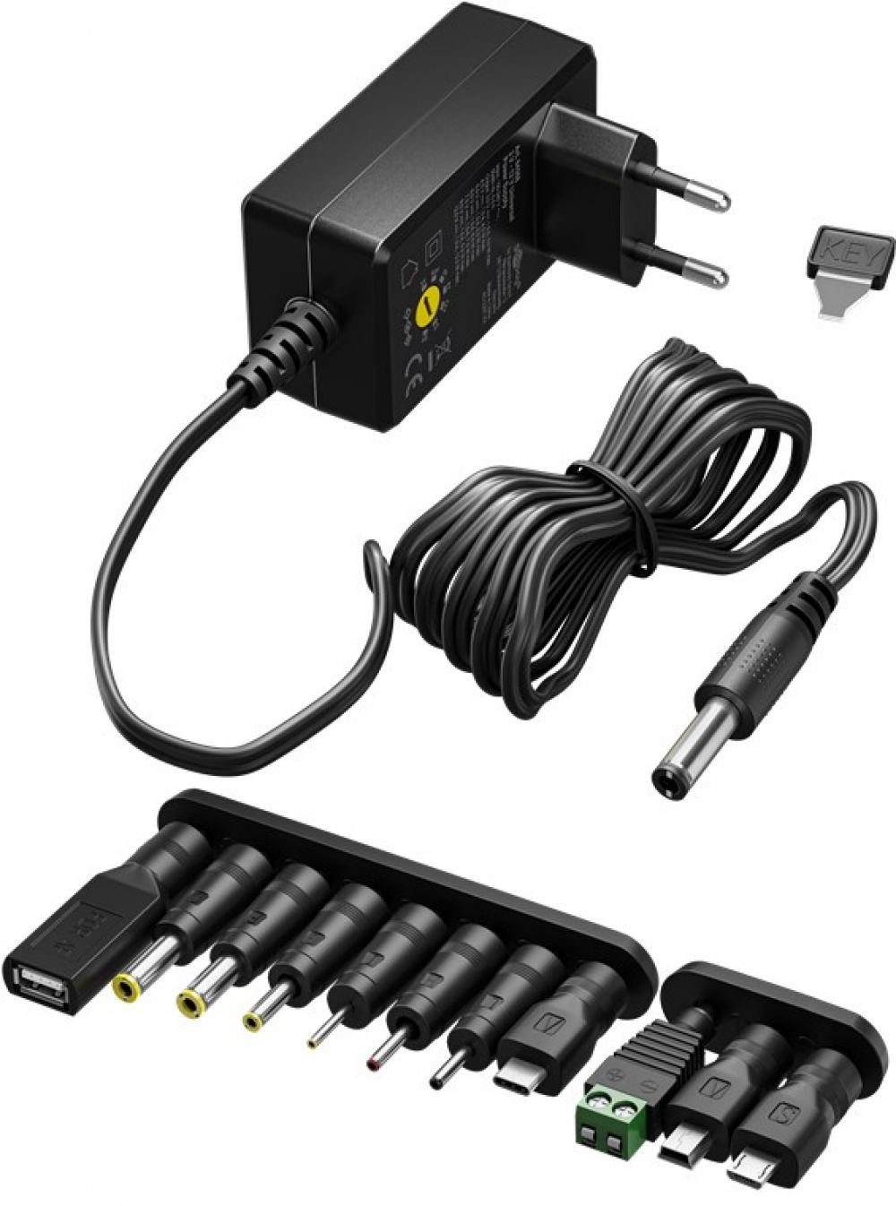 Universal Schaltnetzteil 3-12V DC 1000mA mit 7 DC-Steckern eco Netzteil