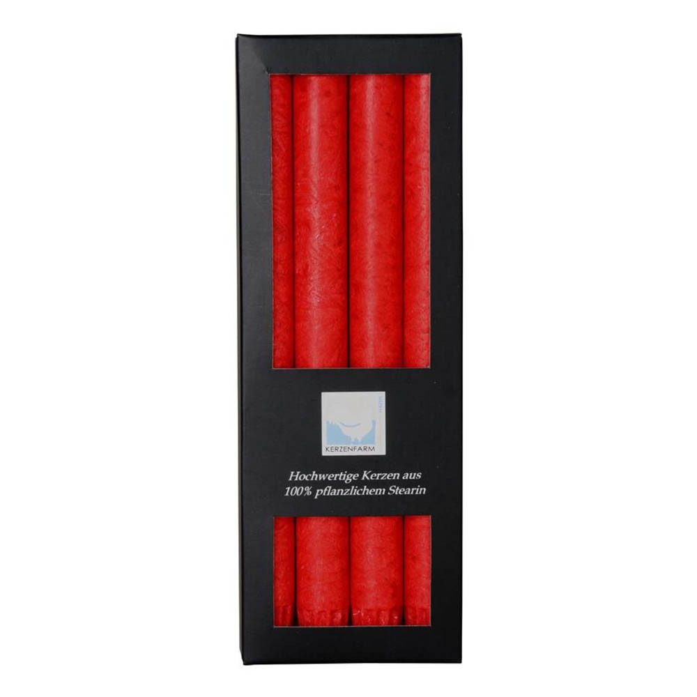 Hahn Kerzenfarm Formkerze Stearin Stabkerze Set - rot 4Stk. günstig online kaufen
